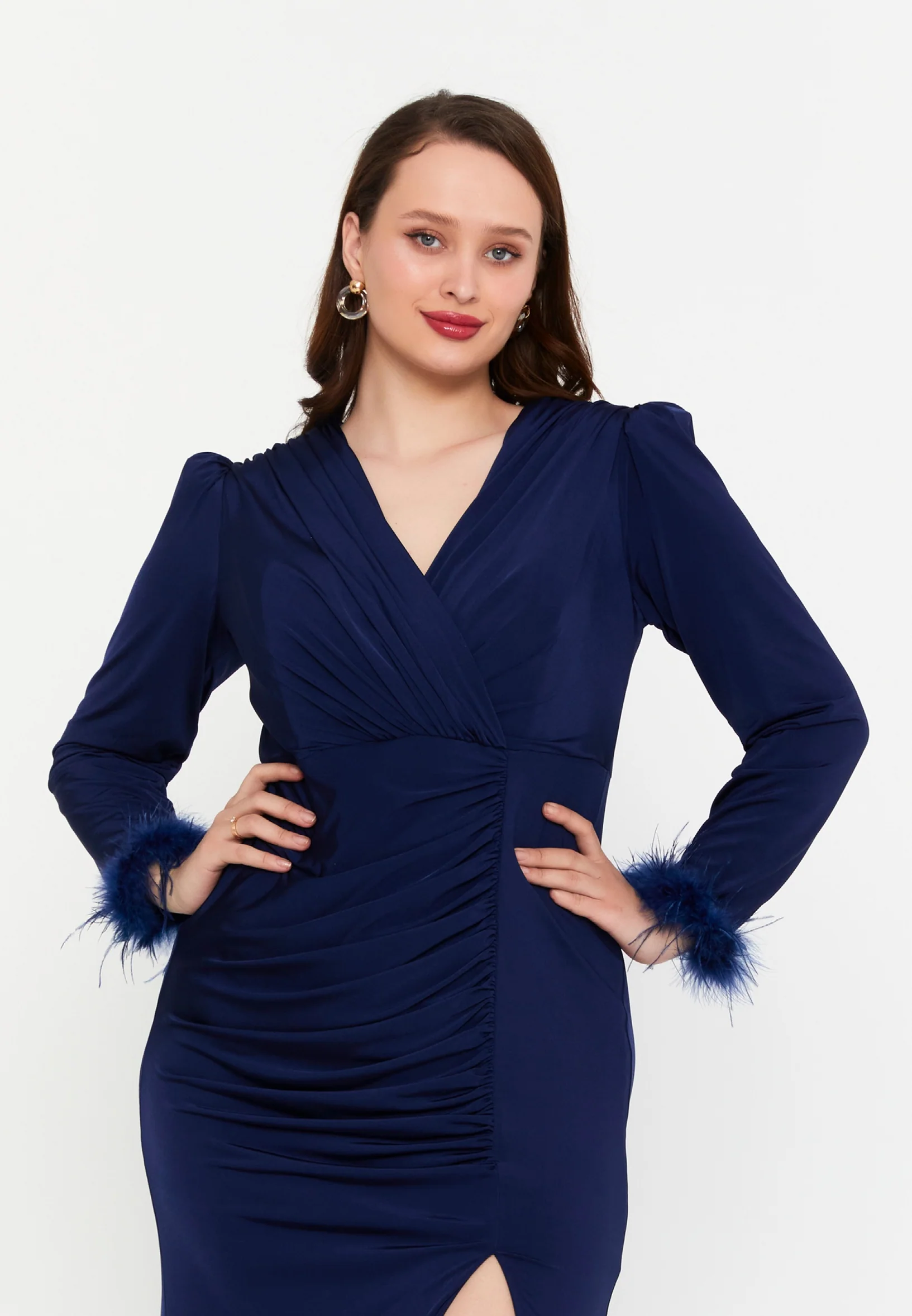 Long Sleeve Maxi Lycra Mermaid Plus Size Evening Dress msp77317 - Image 23