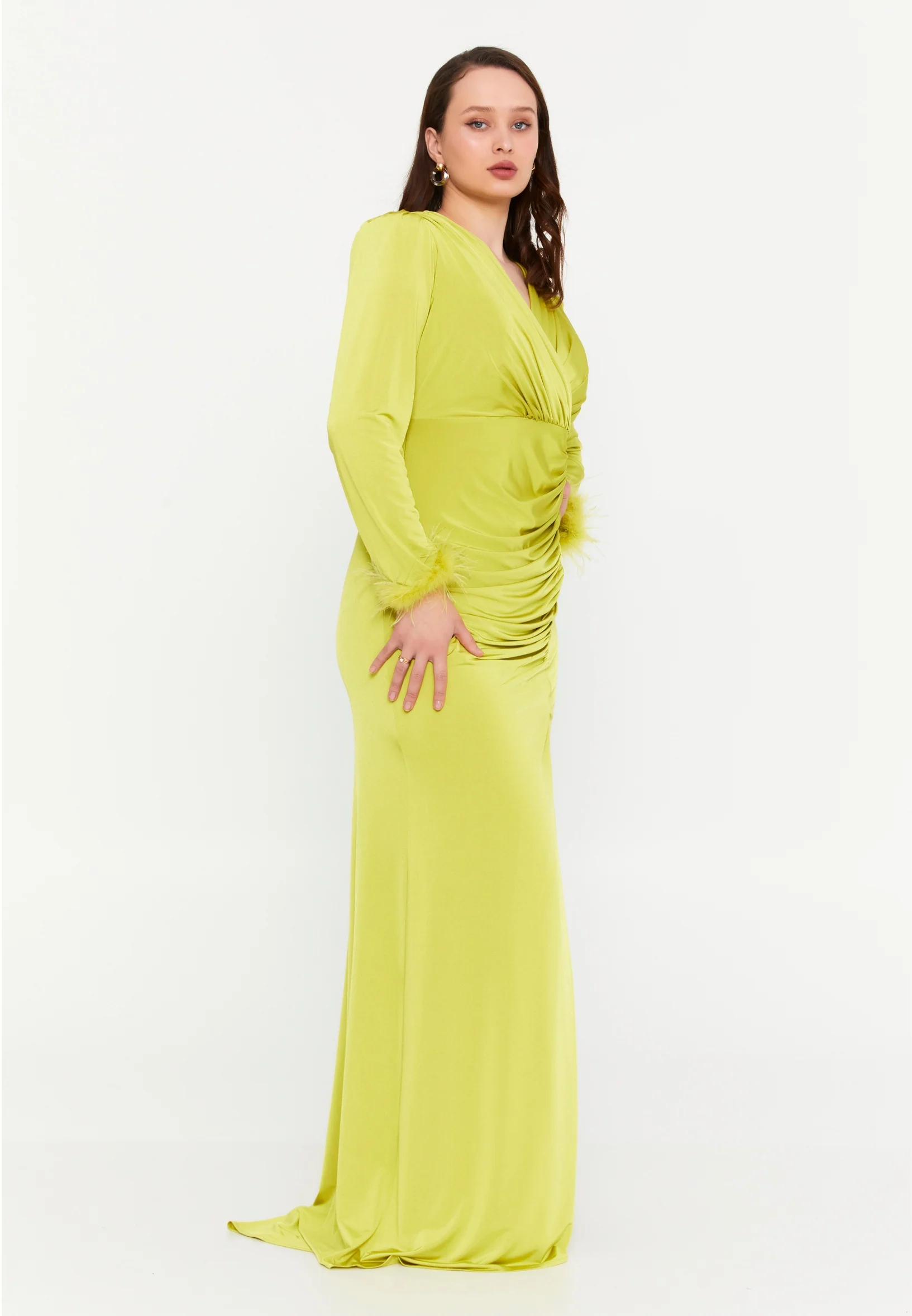 Long Sleeve Maxi Lycra Mermaid Plus Size Evening Dress msp77317 - Image 26