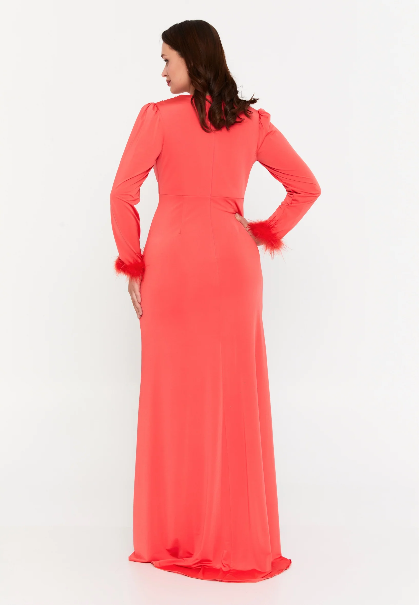 Long Sleeve Maxi Lycra Mermaid Plus Size Evening Dress msp77317 - Image 6