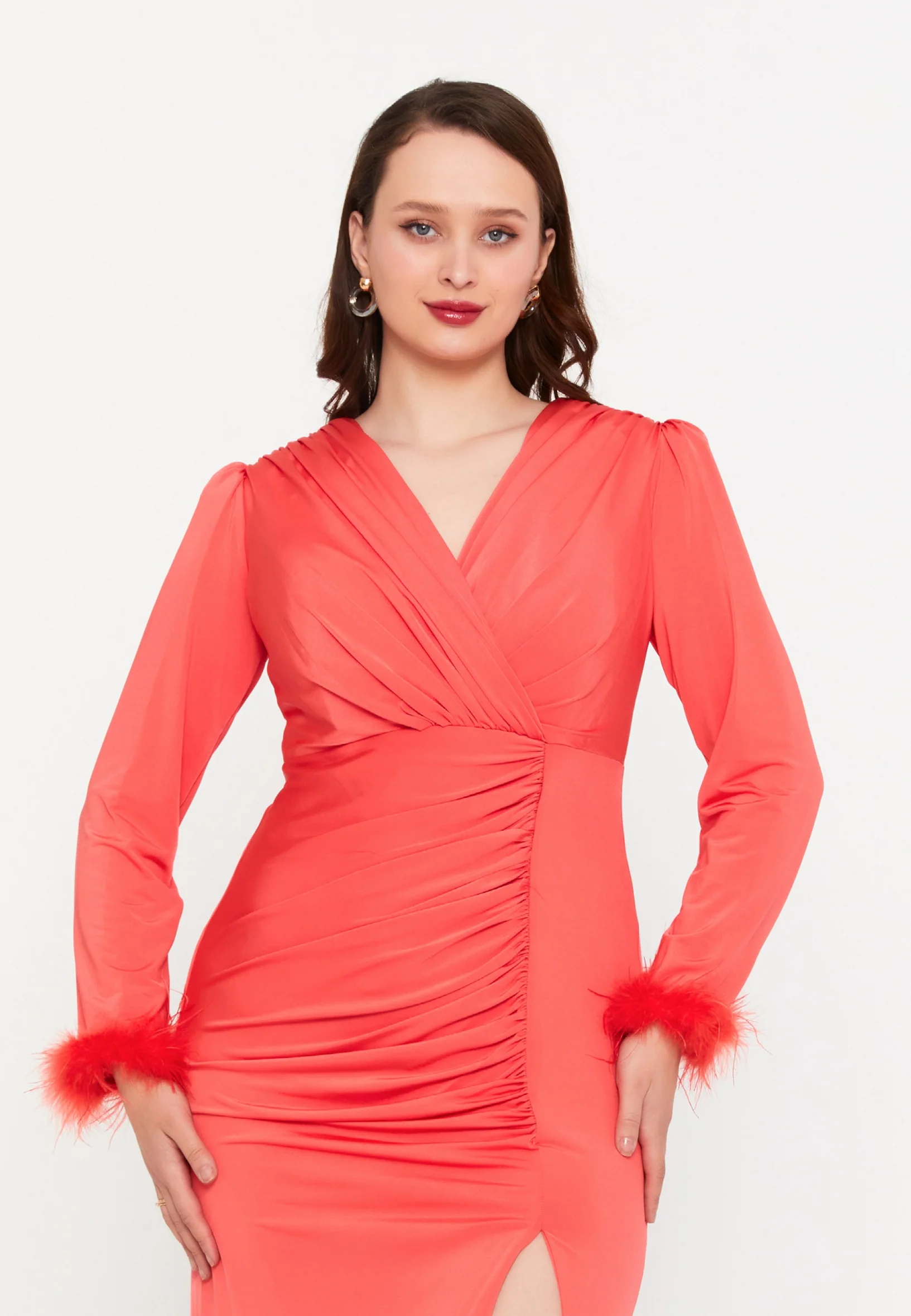 Long Sleeve Maxi Lycra Mermaid Plus Size Evening Dress msp77317 - Image 8