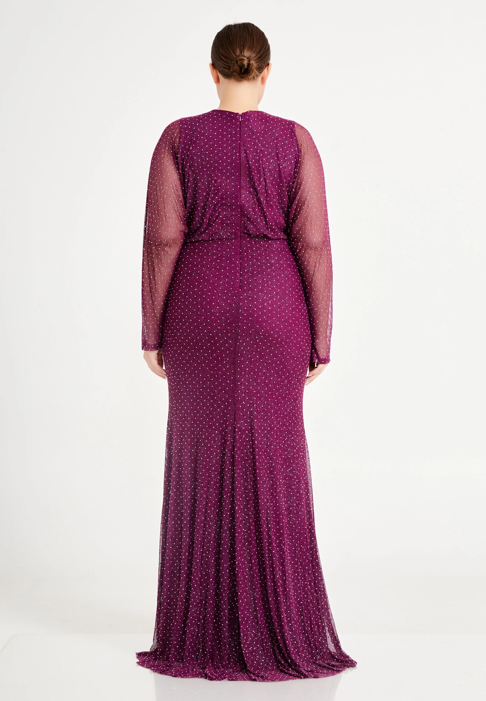 Long Sleeve Maxi Lycra Mermaid Plus Size Prom Dress frc6362-b - Image 10