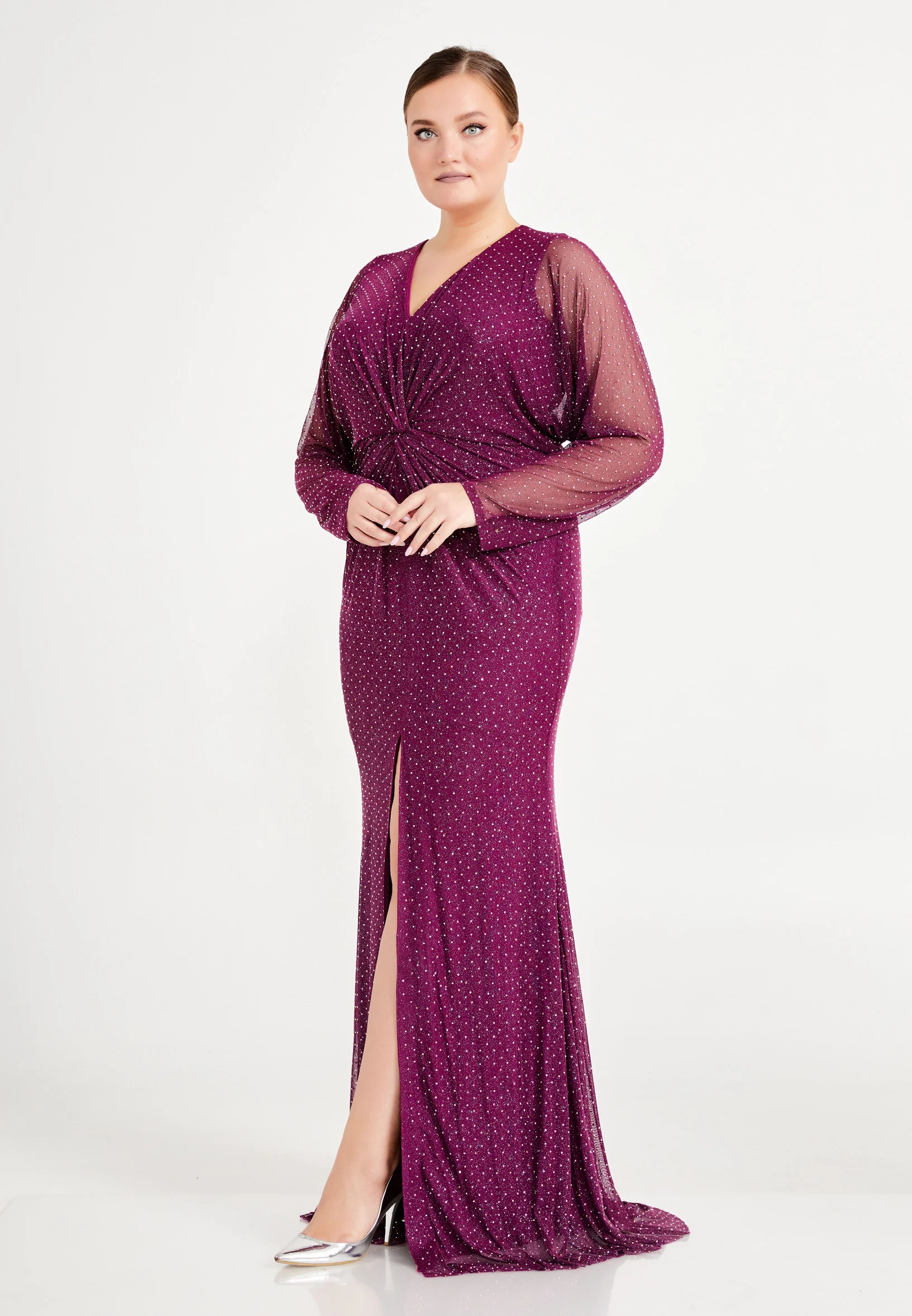 Long Sleeve Maxi Lycra Mermaid Plus Size Prom Dress frc6362-b - Image 11