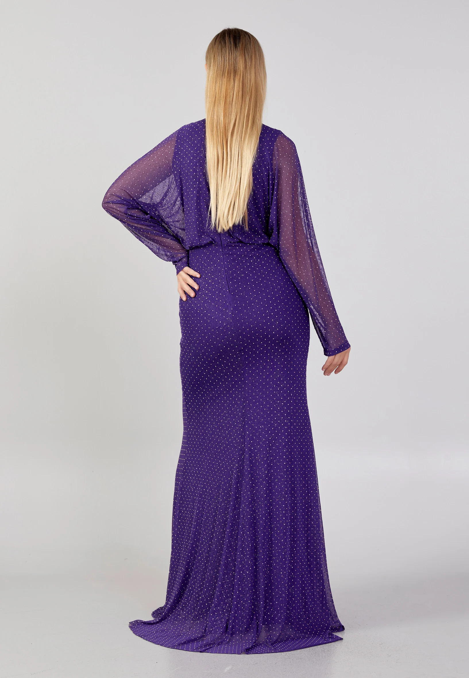 Long Sleeve Maxi Lycra Mermaid Plus Size Prom Dress frc6362-b - Image 14