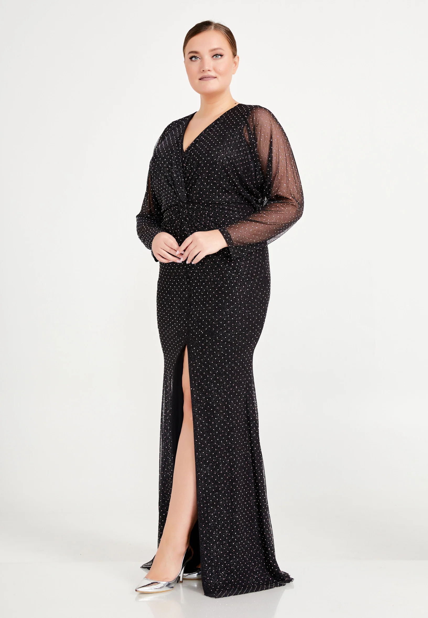 Long Sleeve Maxi Lycra Mermaid Plus Size Prom Dress frc6362-b - Image 3