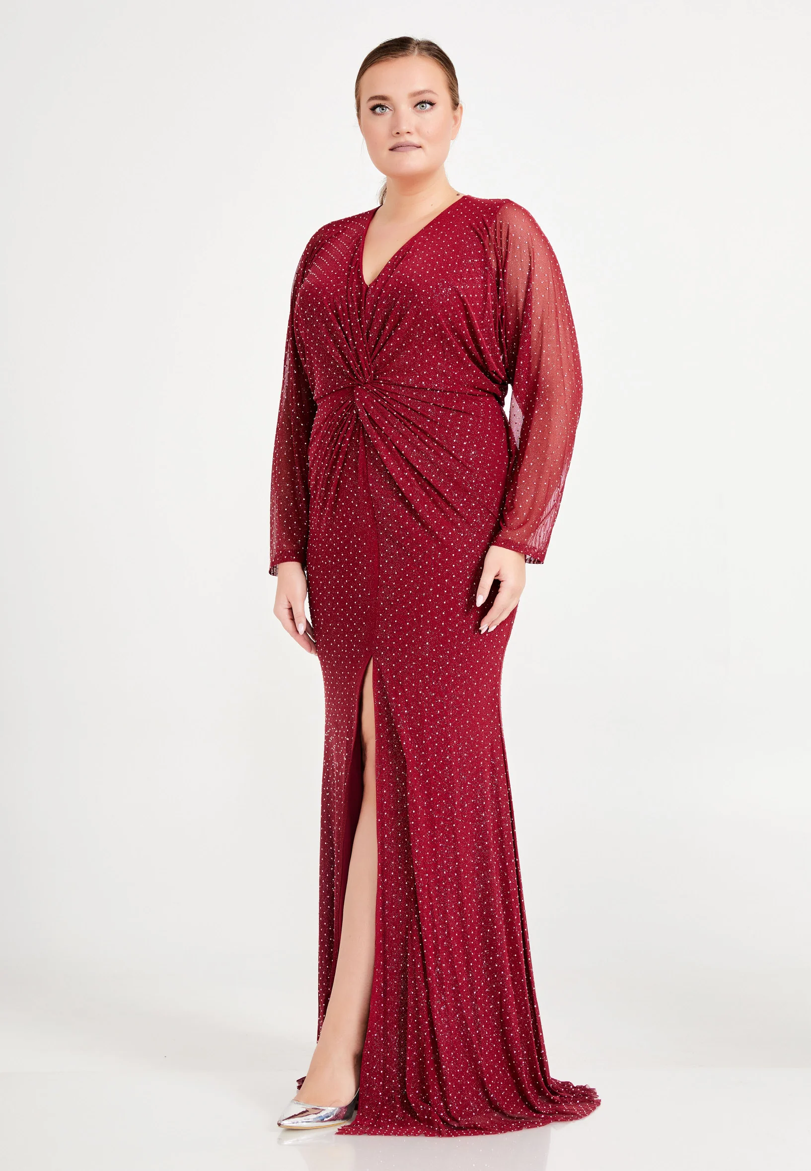 Long Sleeve Maxi Lycra Mermaid Plus Size Prom Dress frc6362-b - Image 7