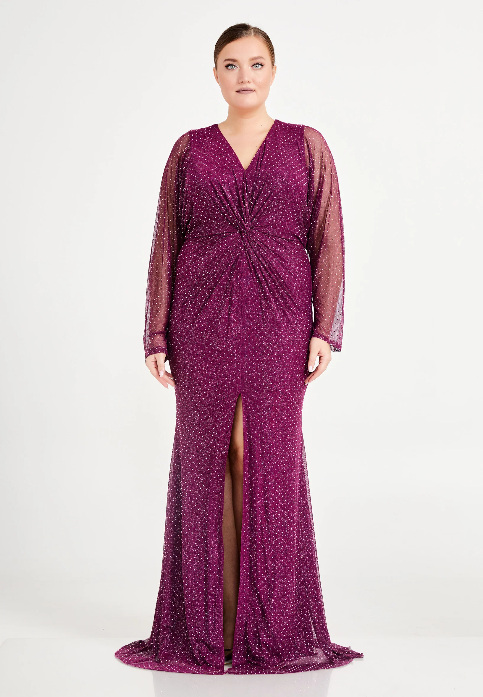 Long Sleeve Maxi Lycra Mermaid Plus Size Prom Dress frc6362-b - Image 9