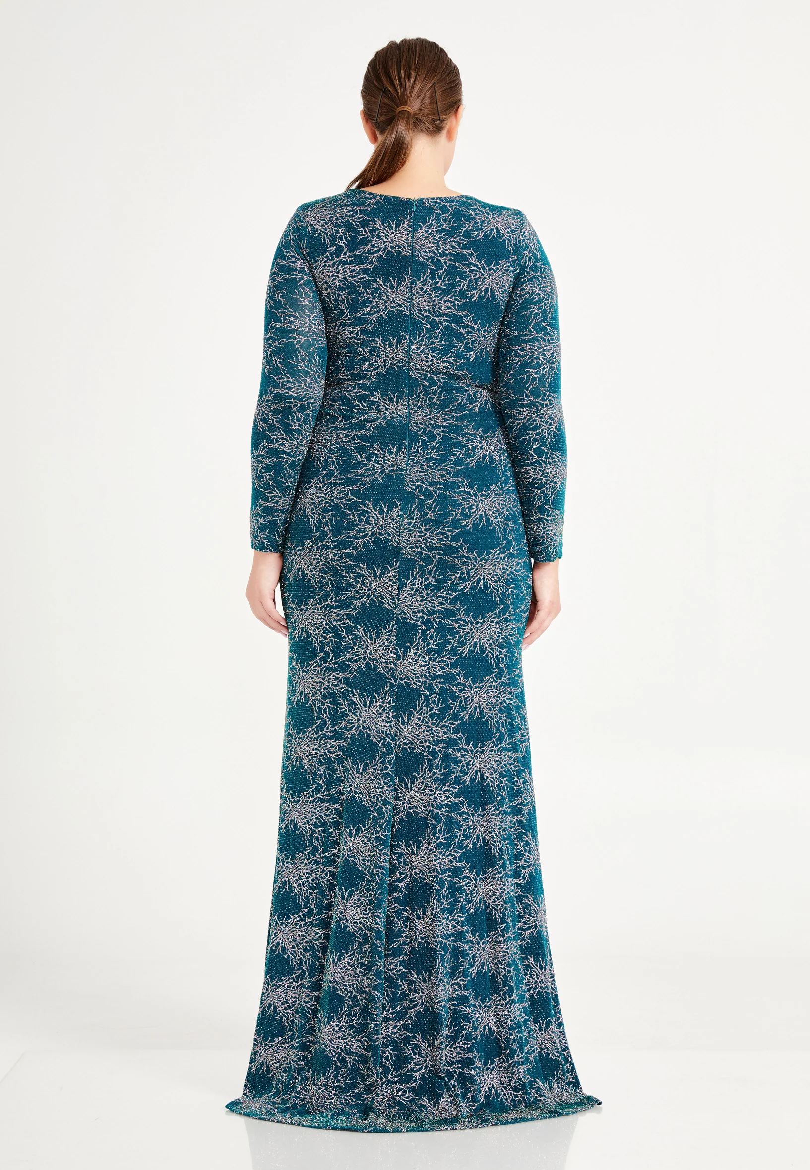 Long Sleeve Maxi Lycra Mermaid Plus Size Wedding Guest Dress frc6444-b - Image 10