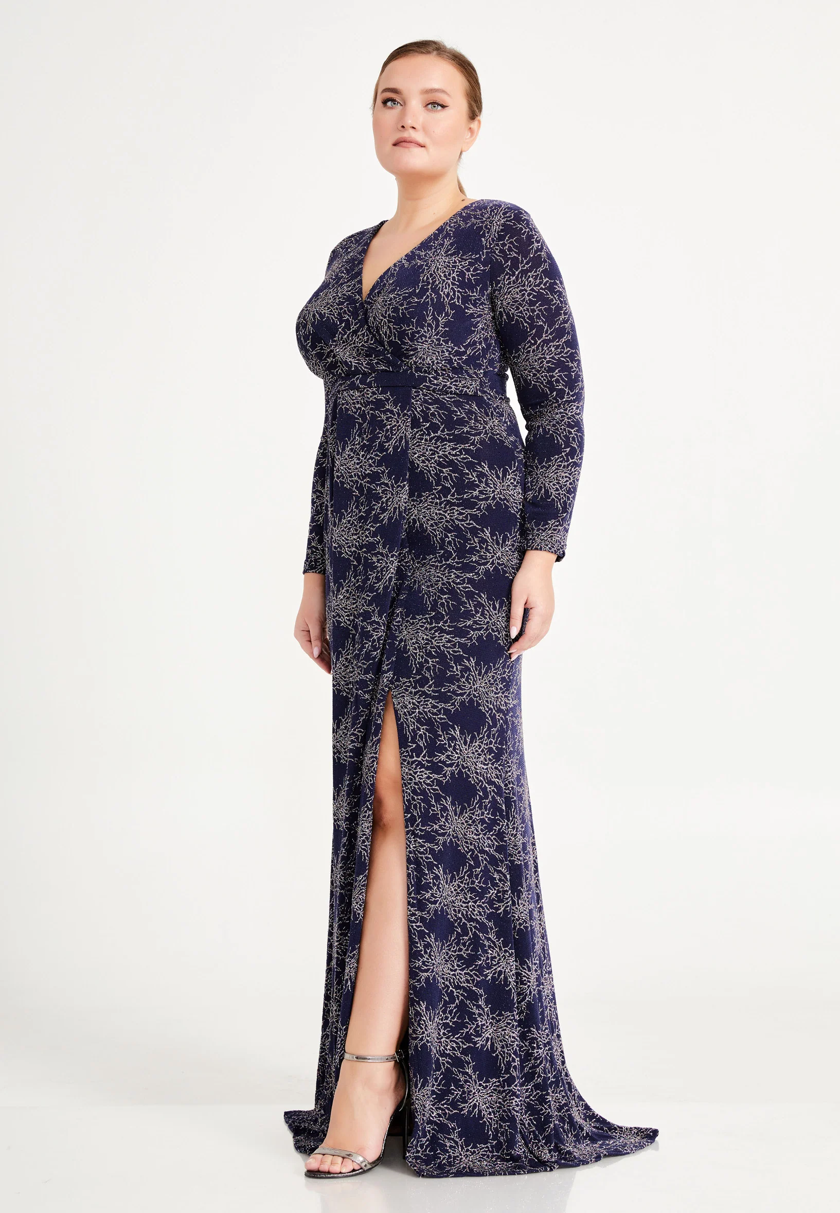 Long Sleeve Maxi Lycra Mermaid Plus Size Wedding Guest Dress frc6444-b - Image 15