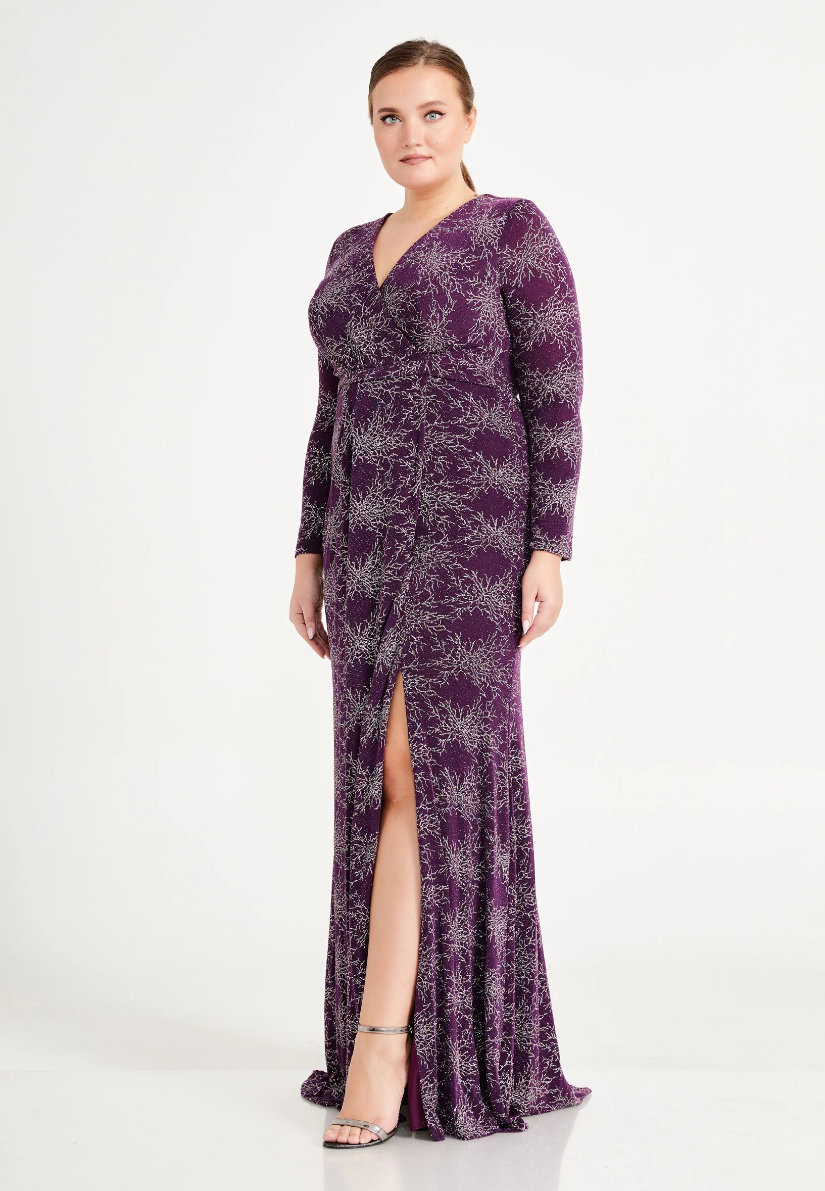 Long Sleeve Maxi Lycra Mermaid Plus Size Wedding Guest Dress frc6444-b - Image 19