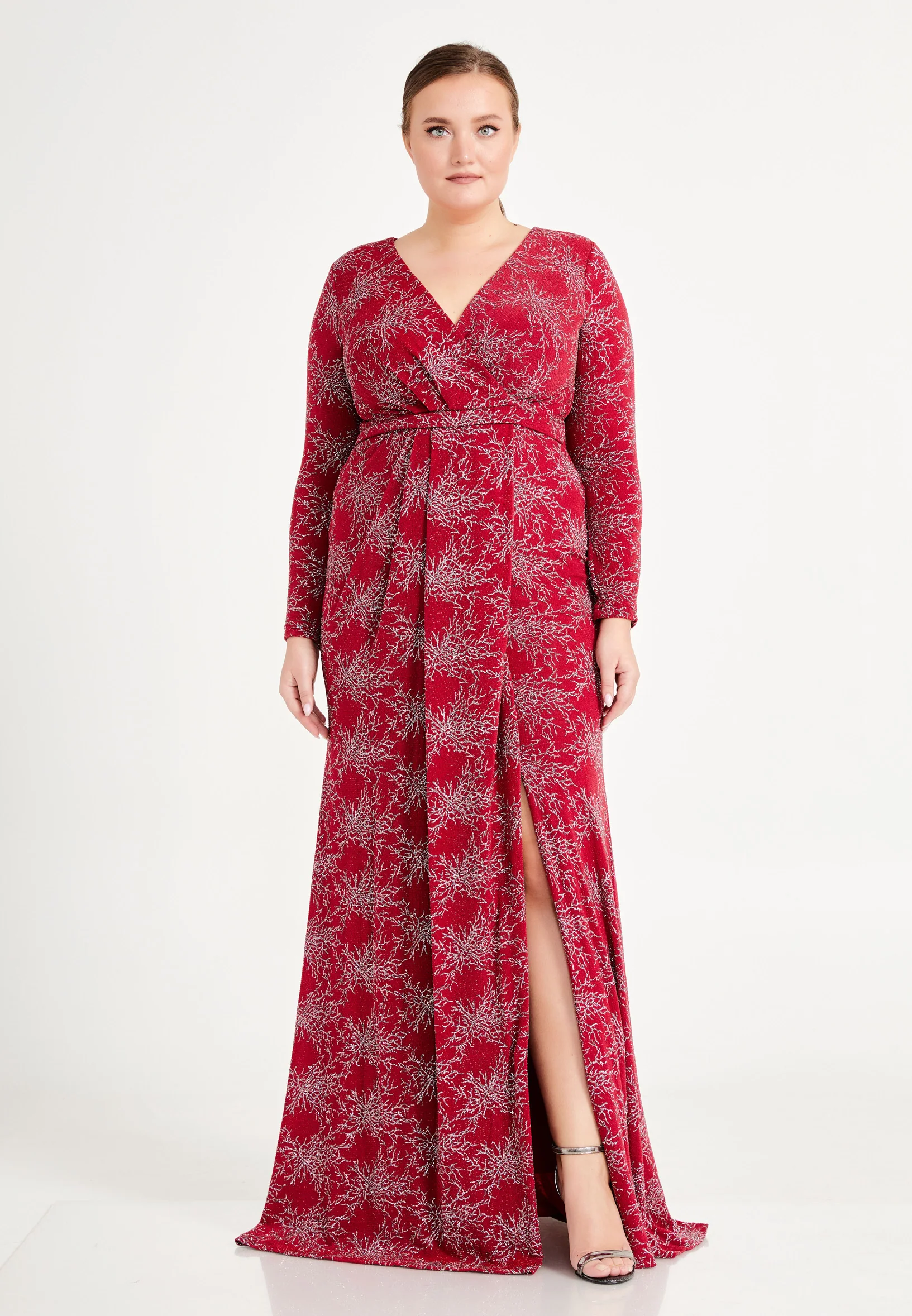 Long Sleeve Maxi Lycra Mermaid Plus Size Wedding Guest Dress frc6444-b - Image 21