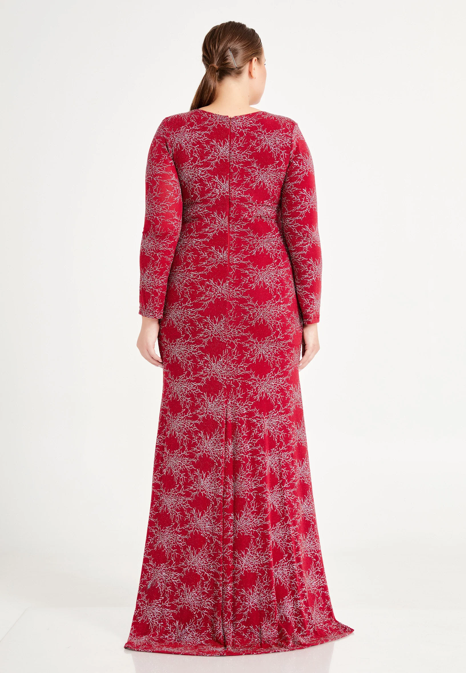 Long Sleeve Maxi Lycra Mermaid Plus Size Wedding Guest Dress frc6444-b - Image 22
