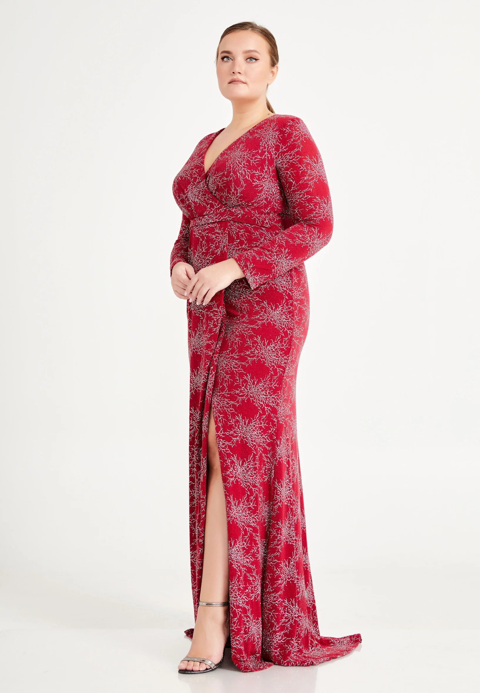 Long Sleeve Maxi Lycra Mermaid Plus Size Wedding Guest Dress frc6444-b - Image 23