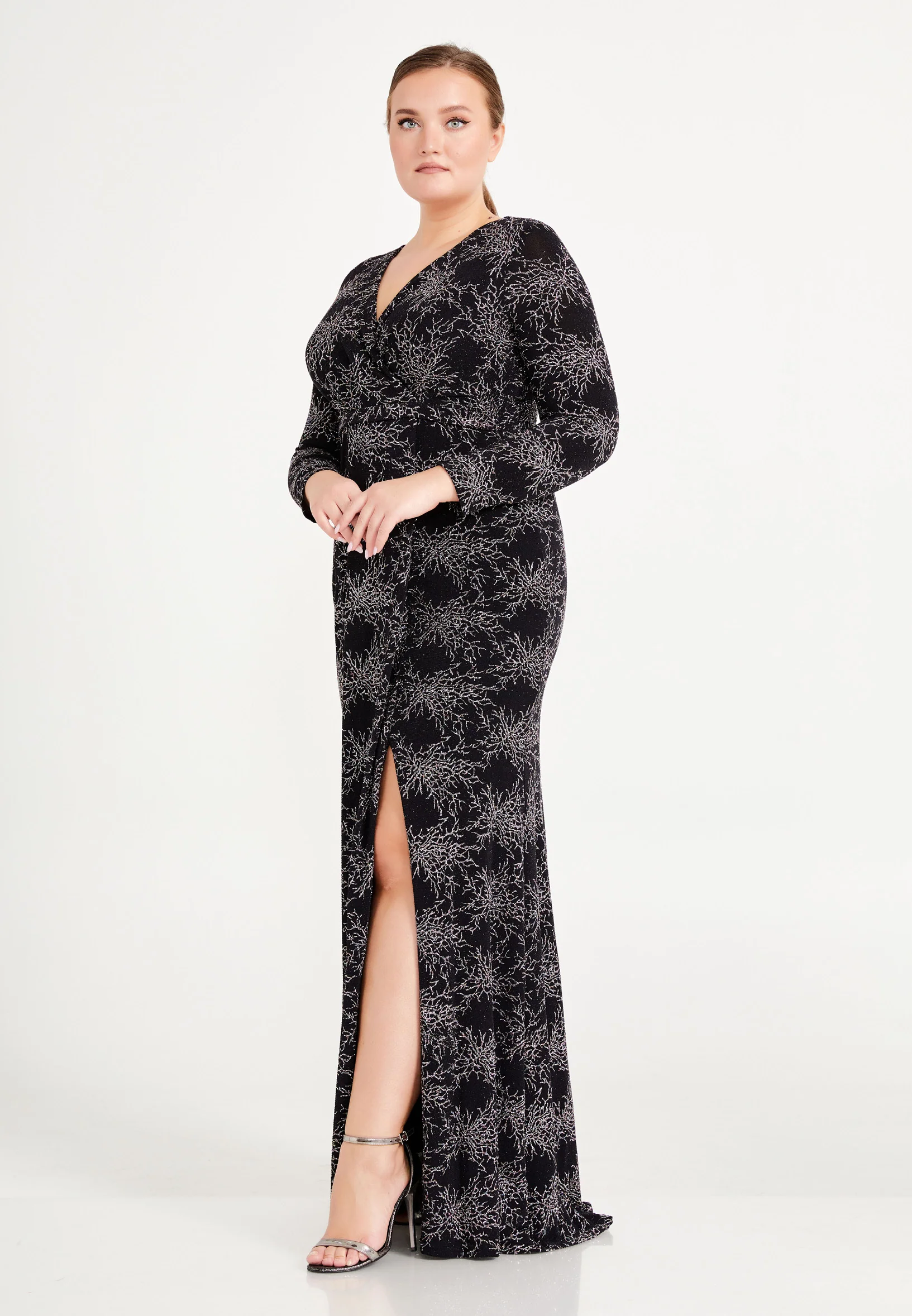 Long Sleeve Maxi Lycra Mermaid Plus Size Wedding Guest Dress frc6444-b - Image 3