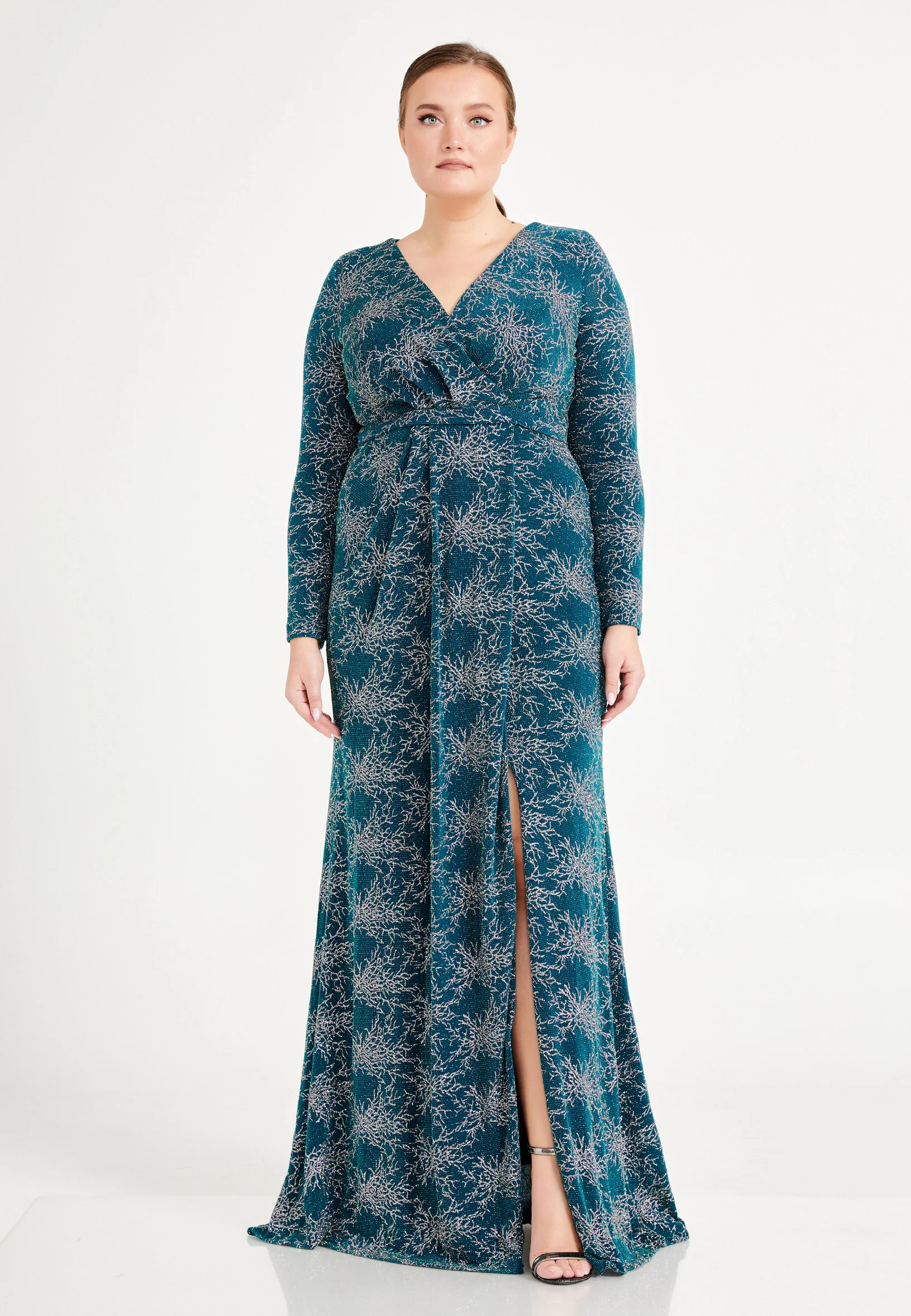 Long Sleeve Maxi Lycra Mermaid Plus Size Wedding Guest Dress frc6444-b - Image 9