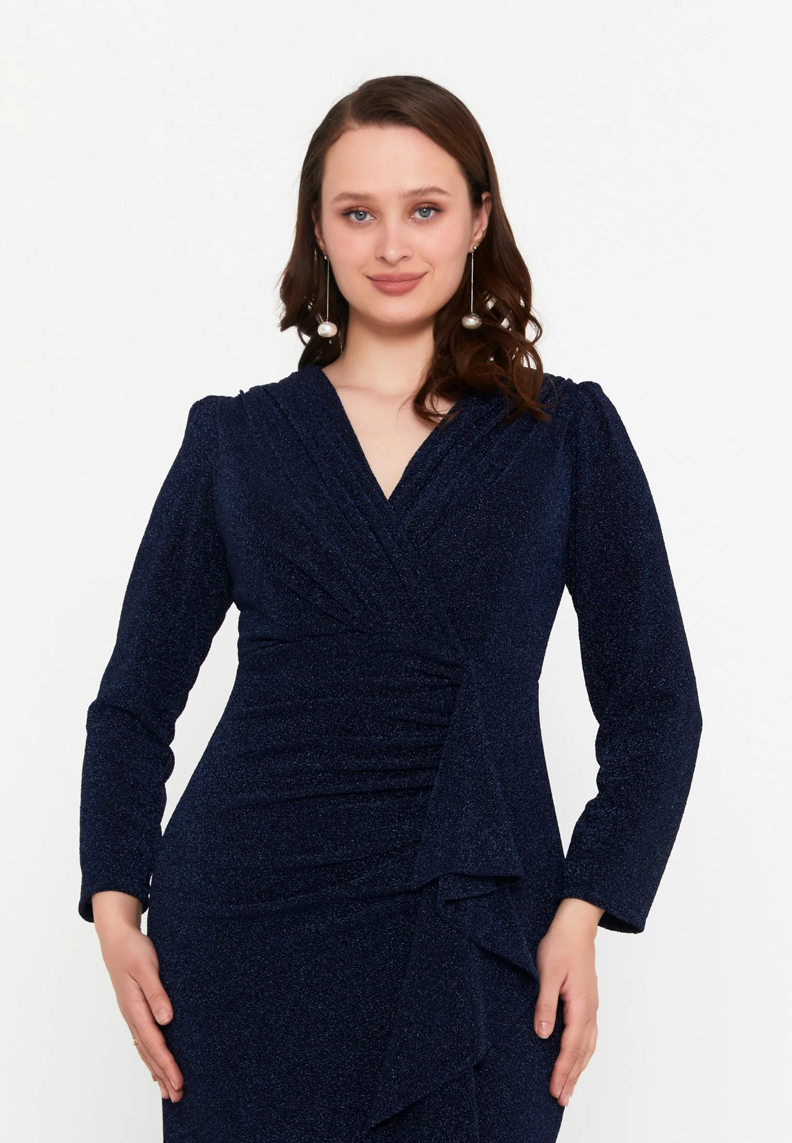 Long Sleeve Maxi Lycra Mermaid Plus Size Wedding Guest Dress msp77322 - Image 8