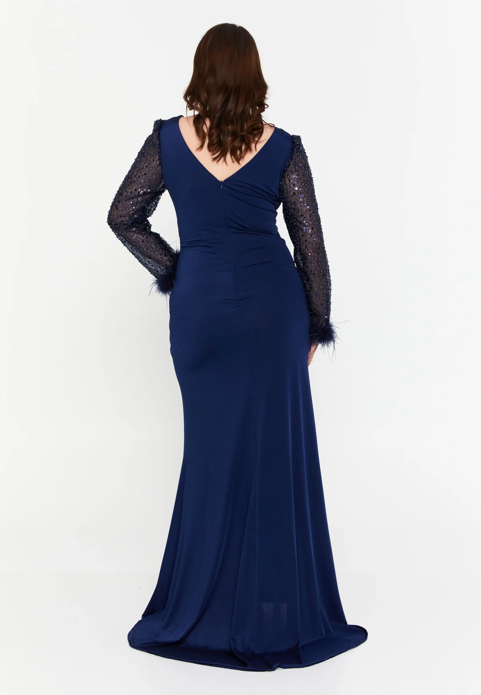 Long Sleeve Maxi Lycra Mermaid Plus Size Wedding Guest Dress msp77326 - Image 6