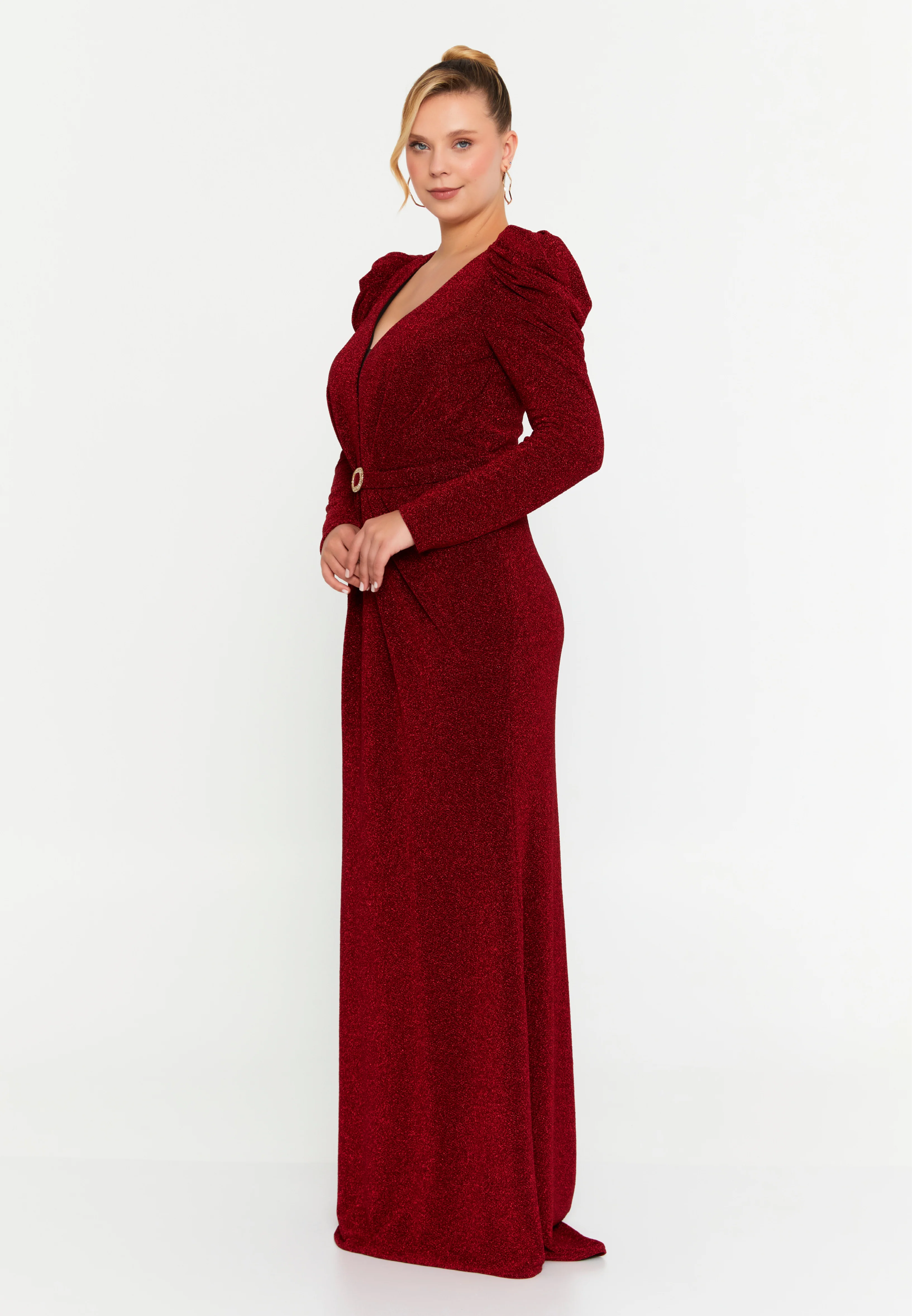 Long Sleeve Maxi Lycra Mermaid Plus Size Wedding Guest Dress she7029-1 - Image 15