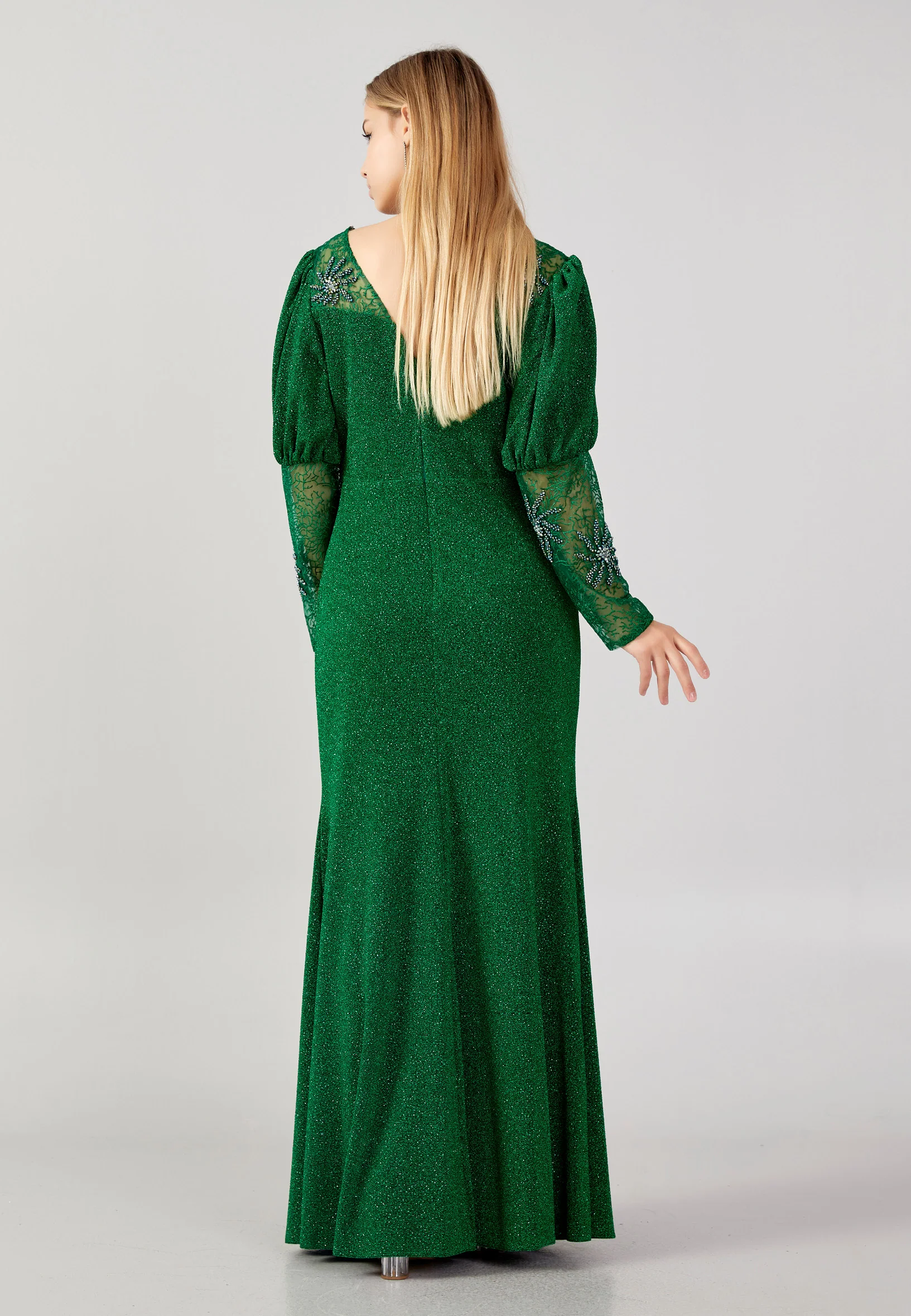 Long Sleeve Maxi Lycra Mermaid Plus Size Wedding Guest Dress swr2452 - Image 2