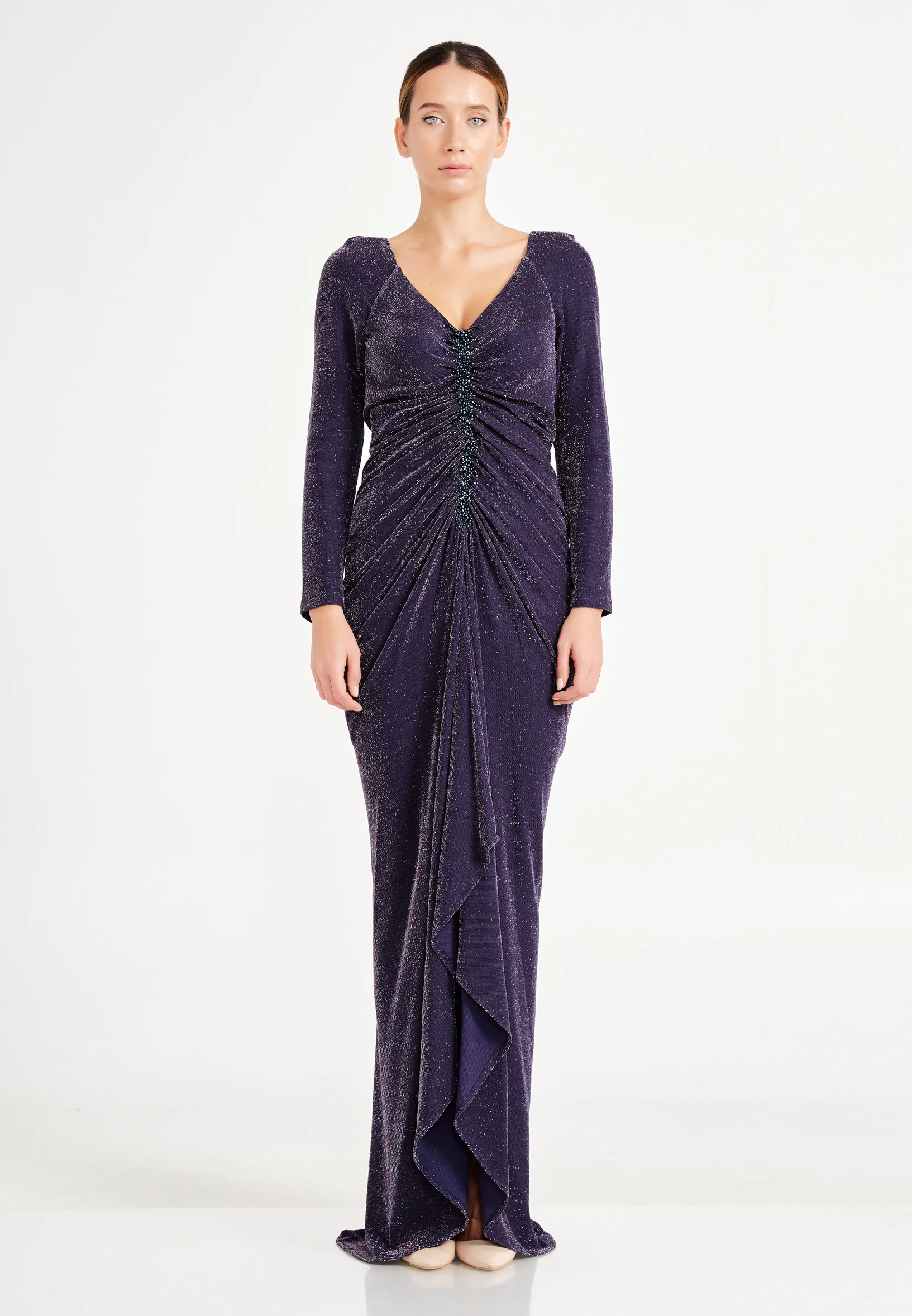 Long Sleeve Maxi Lycra Mermaid Regular Evening Dress frc6475 - Image 5