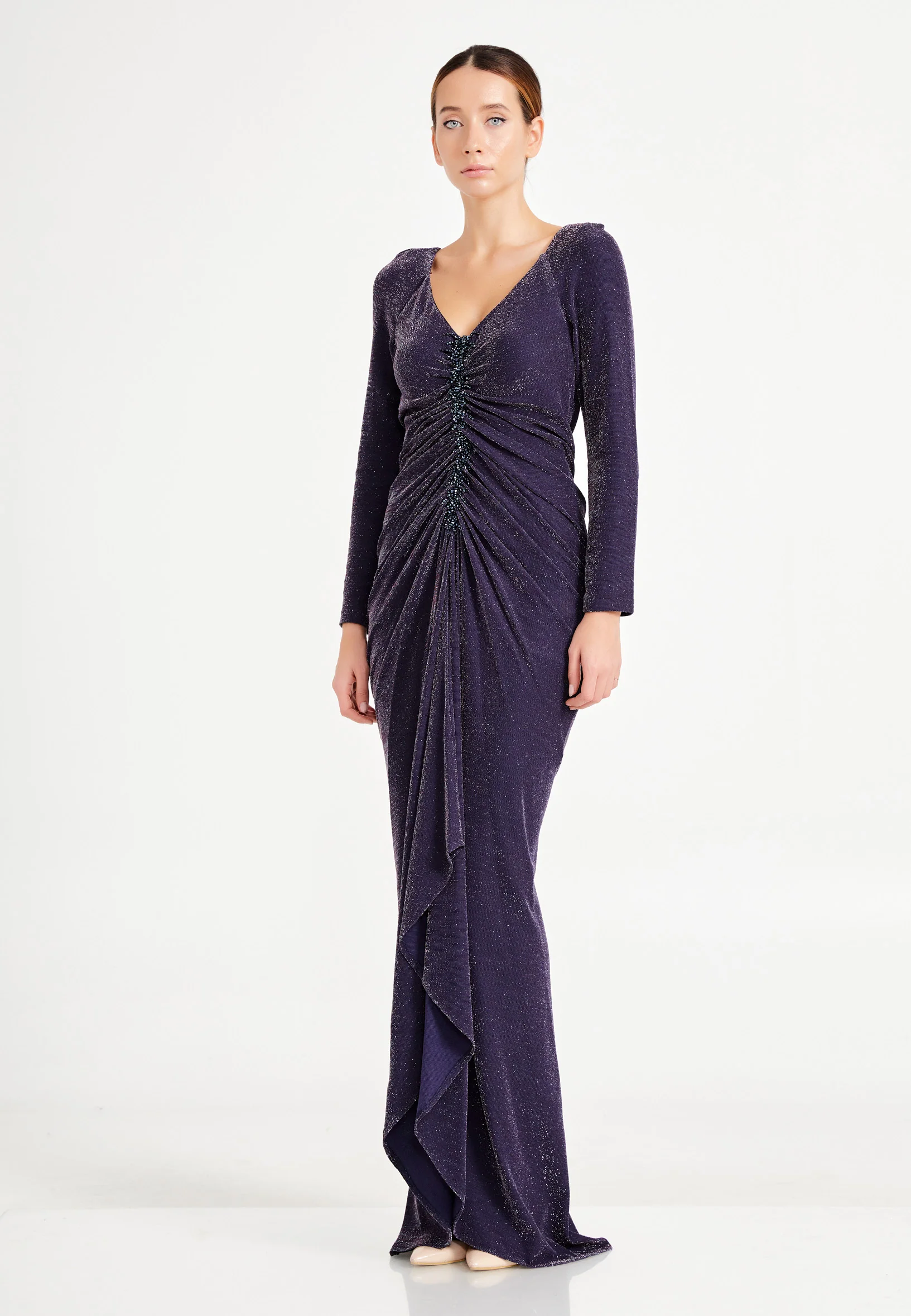 Long Sleeve Maxi Lycra Mermaid Regular Evening Dress frc6475 - Image 7