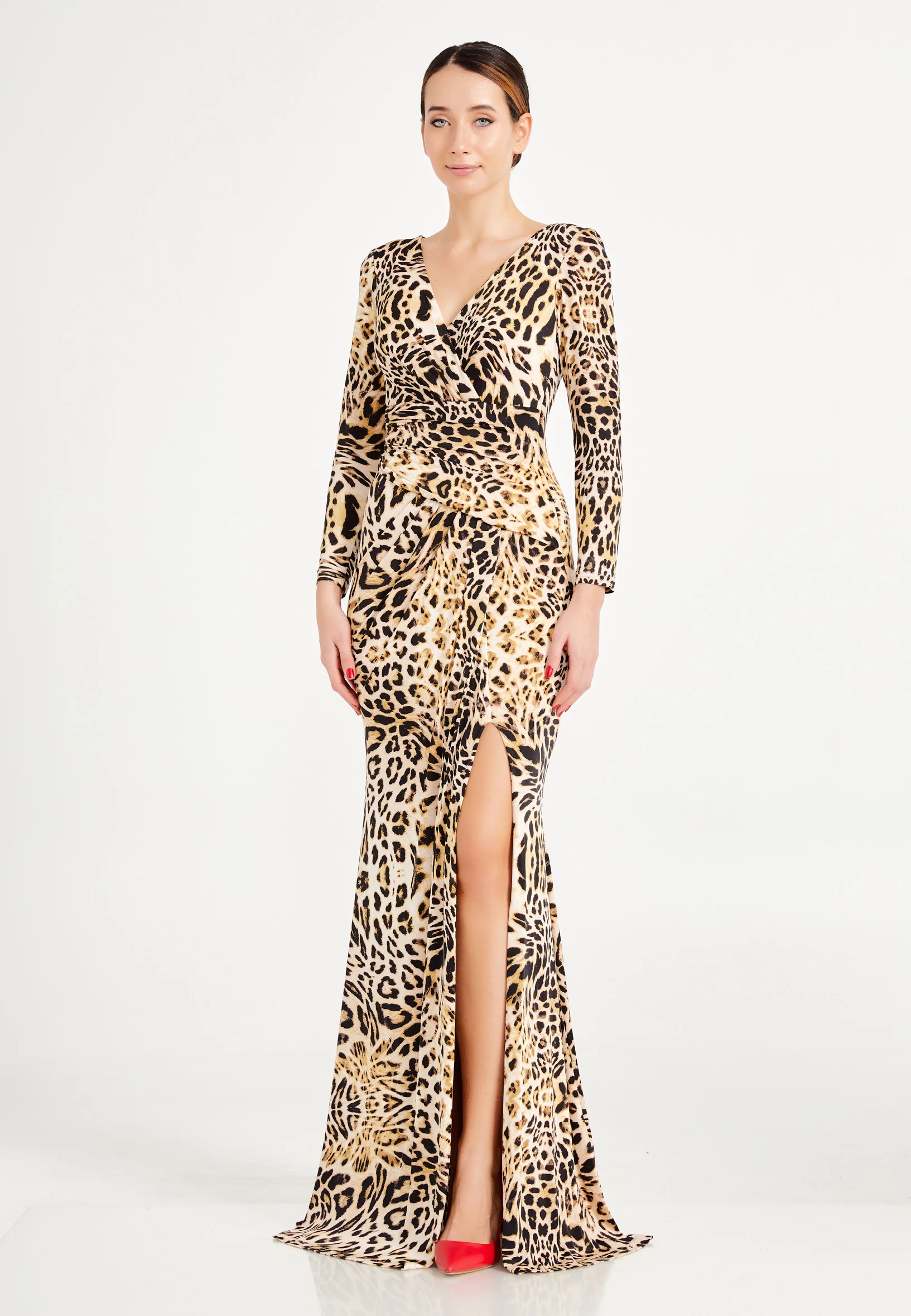 Long Sleeve Maxi Lycra Mermaid Regular Evening Dress oli7651 - Image 3