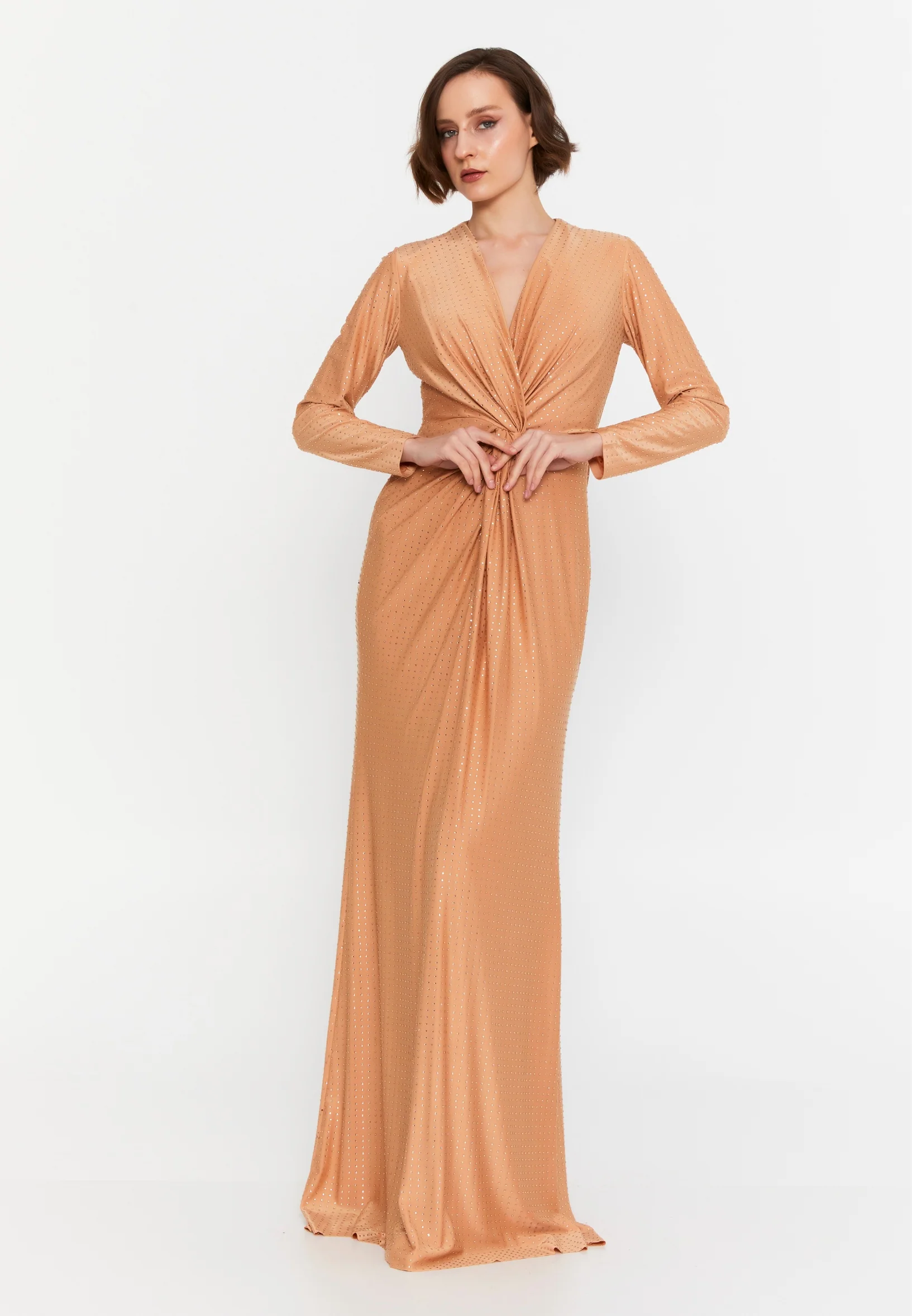 Long Sleeve Maxi Lycra Mermaid Regular Wedding Guest Dress msp77375