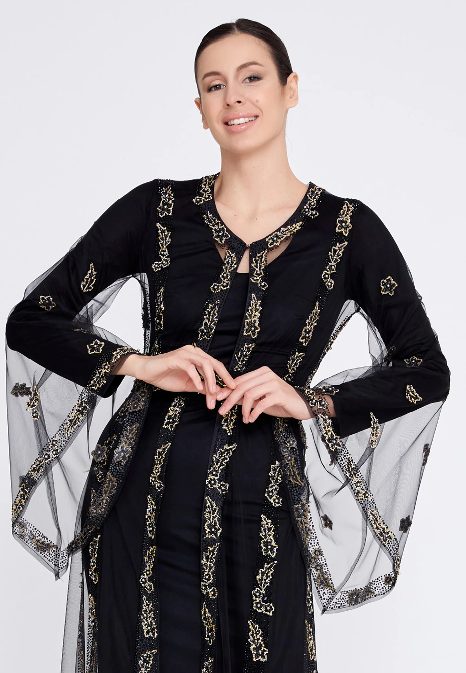 Long Sleeve Maxi Polyester Column Regular Prom Dress crm0891 - Image 4