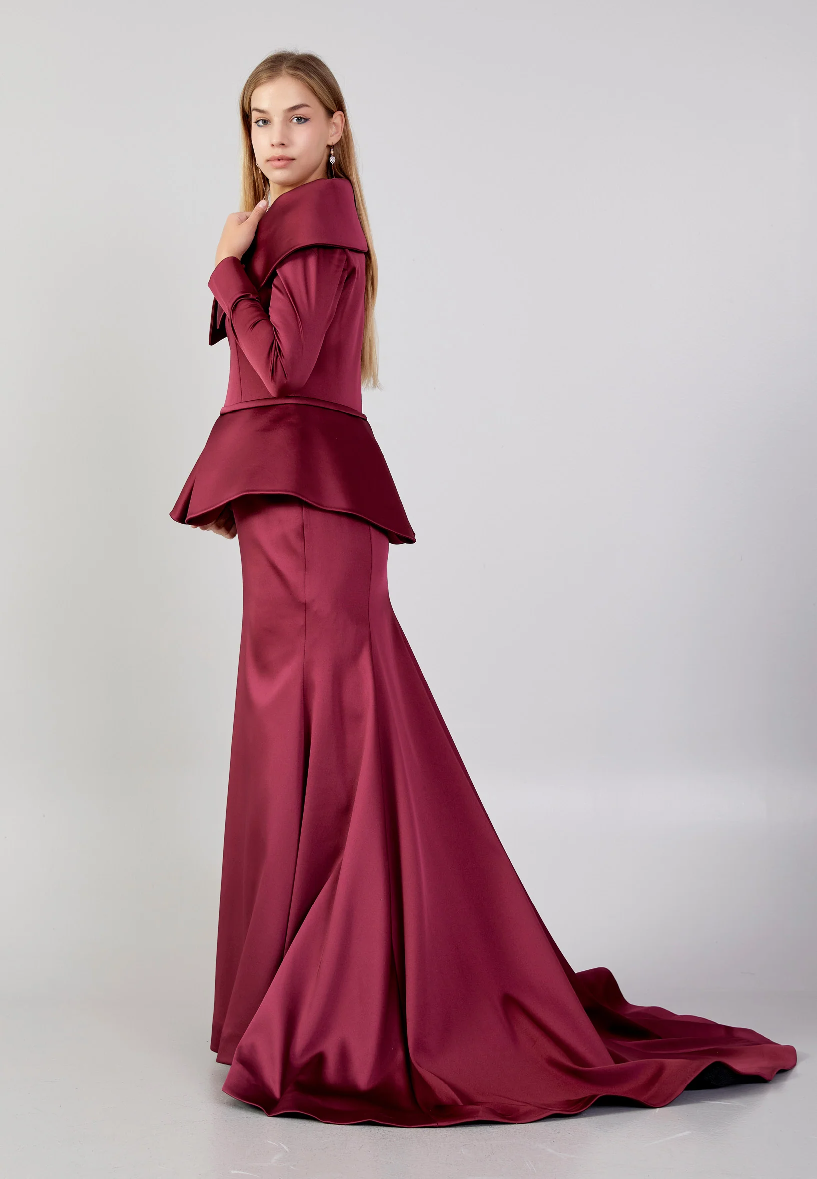 Long Sleeve Maxi Polyester Fit & Flare Plus Size Wedding Guest Dress knz3115-b - Image 11