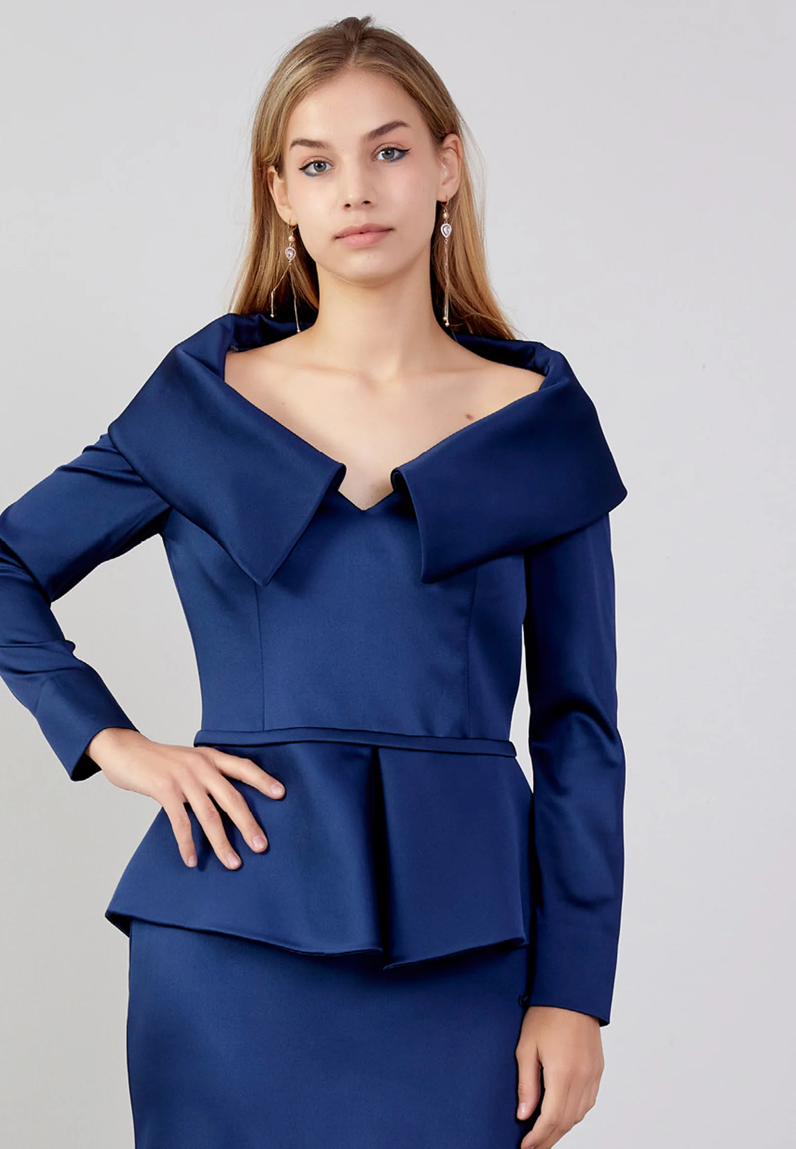 Long Sleeve Maxi Polyester Fit & Flare Plus Size Wedding Guest Dress knz3115-b - Image 20