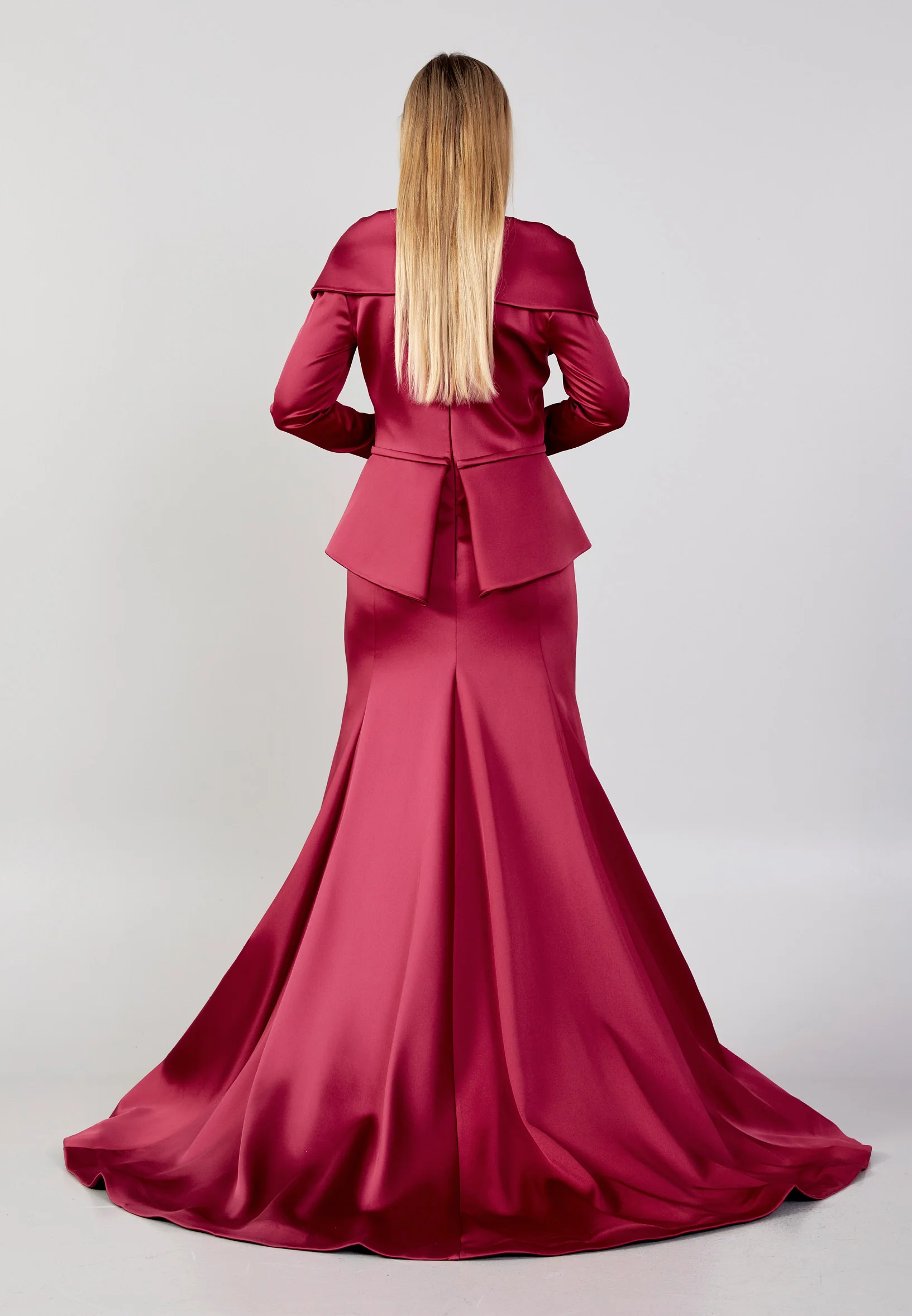 Long Sleeve Maxi Polyester Fit & Flare Plus Size Wedding Guest Dress knz3115-b - Image 6