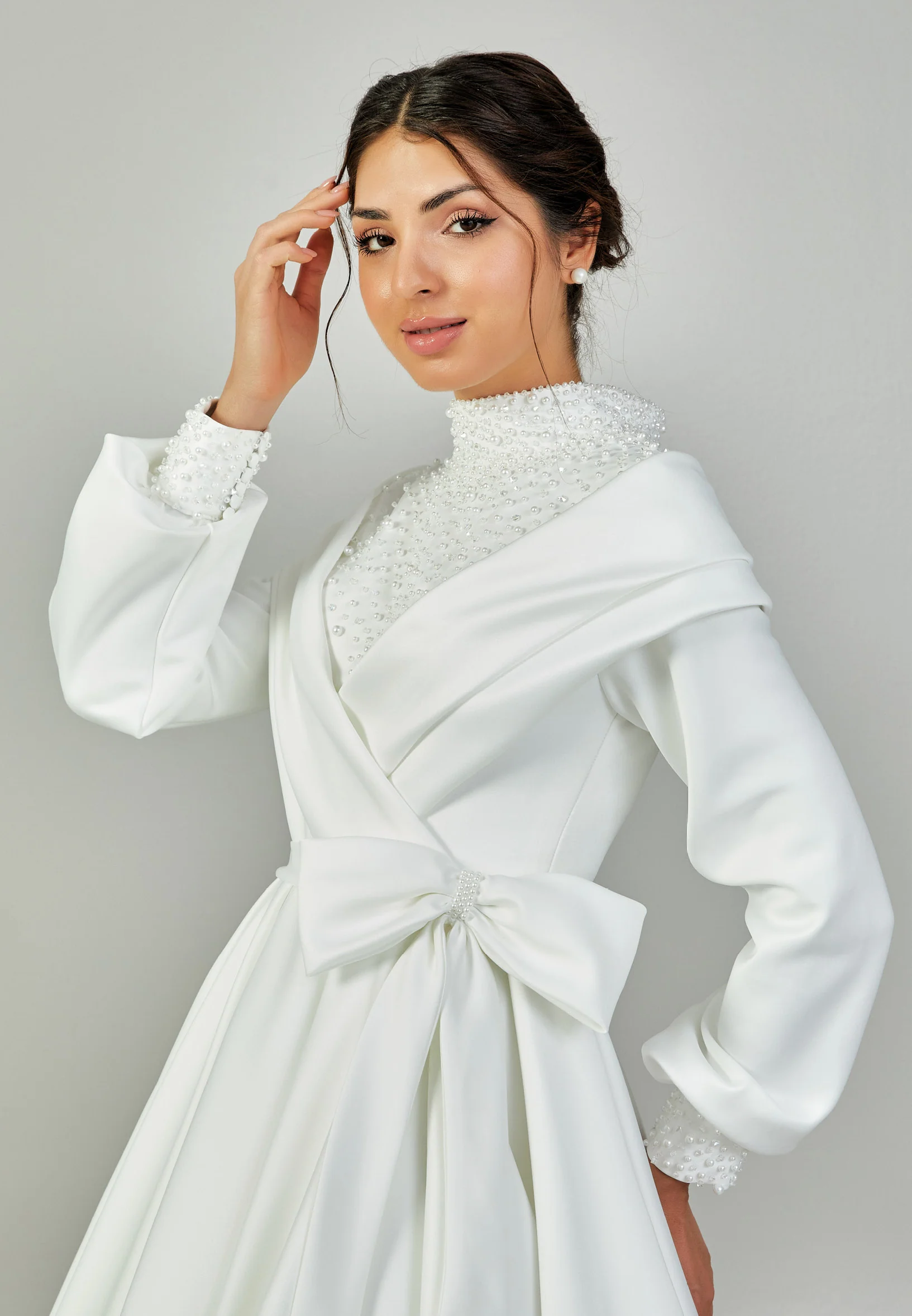 Long Sleeve Maxi Polyester Regular Wedding Dress abb2404040 - Image 2