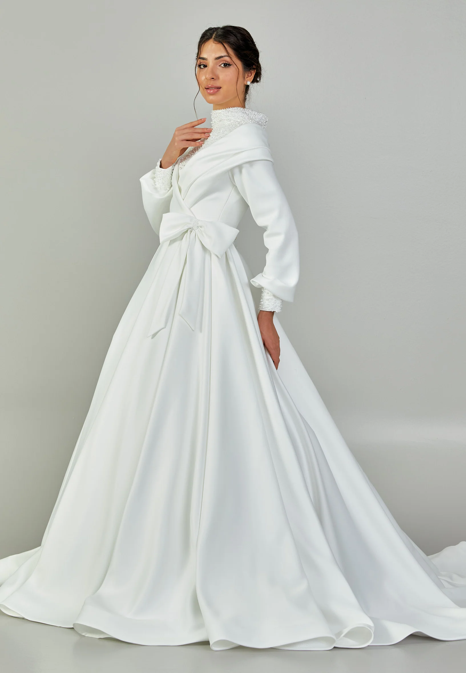 Long Sleeve Maxi Polyester Regular Wedding Dress abb2404040 - Image 6