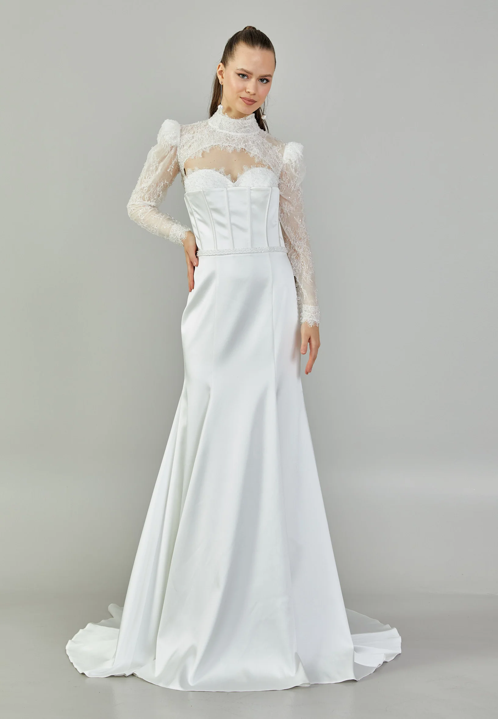 Long Sleeve Maxi Polyester Regular Wedding Dress rlb1871