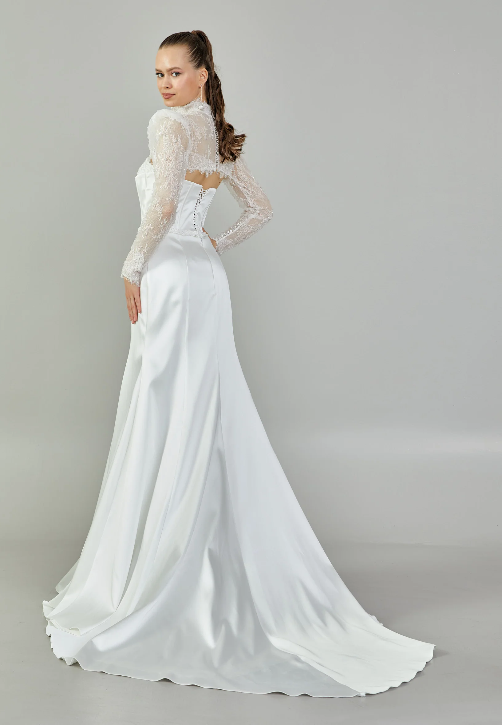 Long Sleeve Maxi Polyester Regular Wedding Dress rlb1871 - Image 5