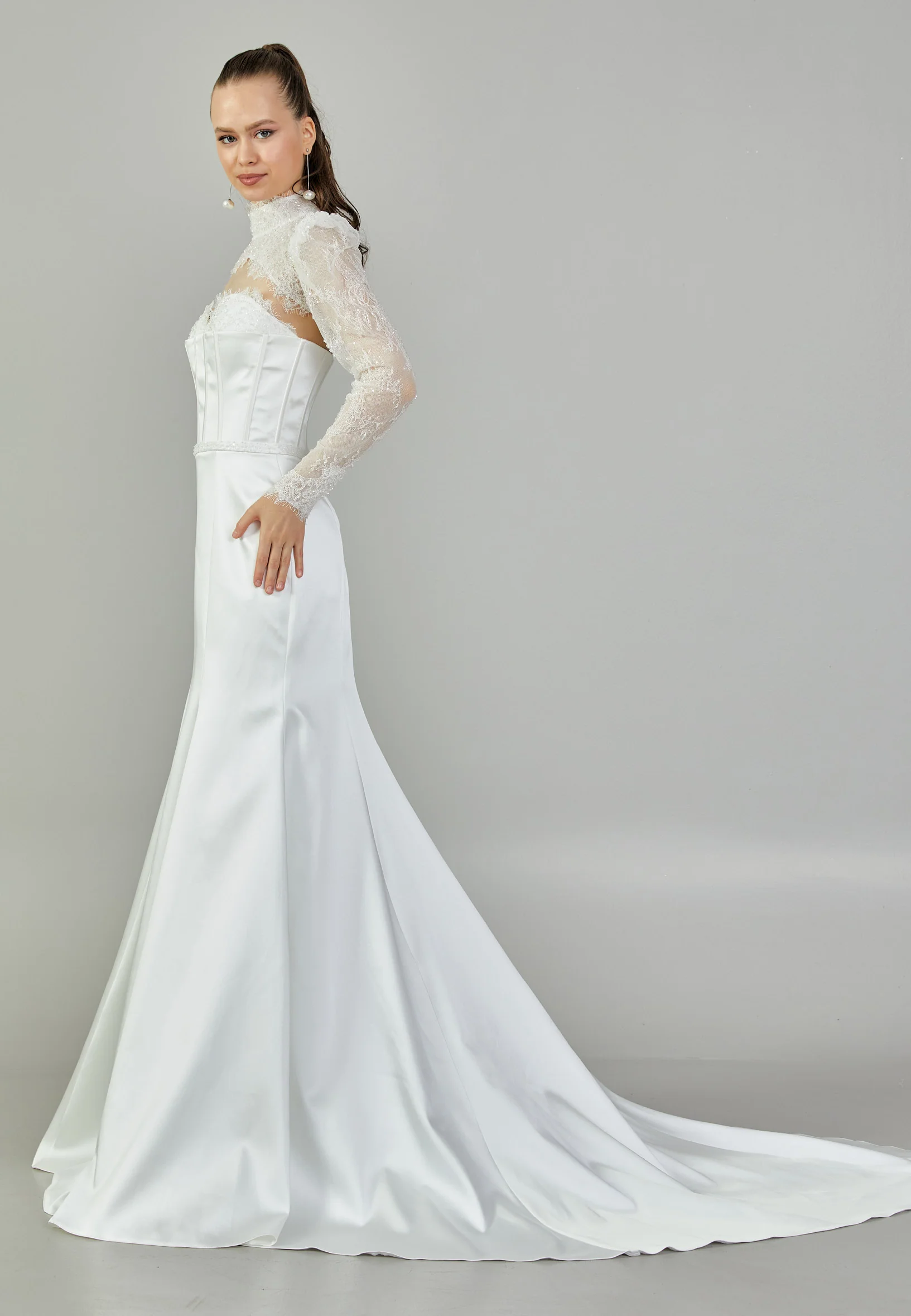 Long Sleeve Maxi Polyester Regular Wedding Dress rlb1871 - Image 6