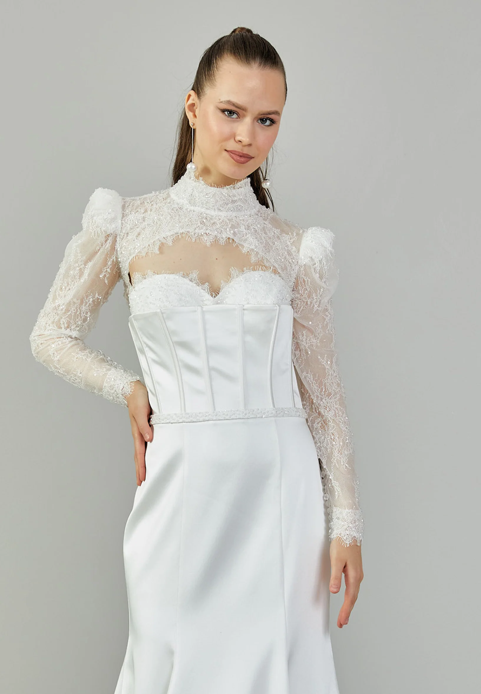 Long Sleeve Maxi Polyester Regular Wedding Dress rlb1871 - Image 7