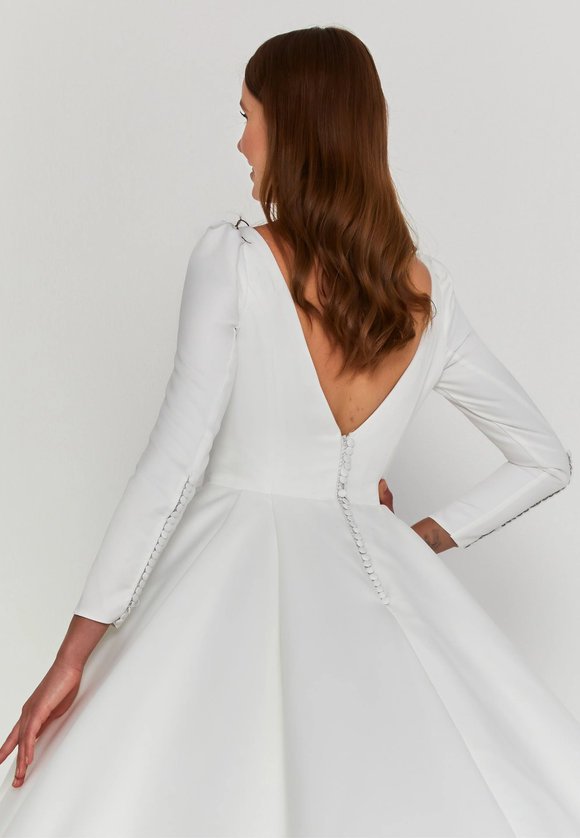 Long Sleeve Maxi Polyester Regular Wedding Dress sscsk003 - Image 3