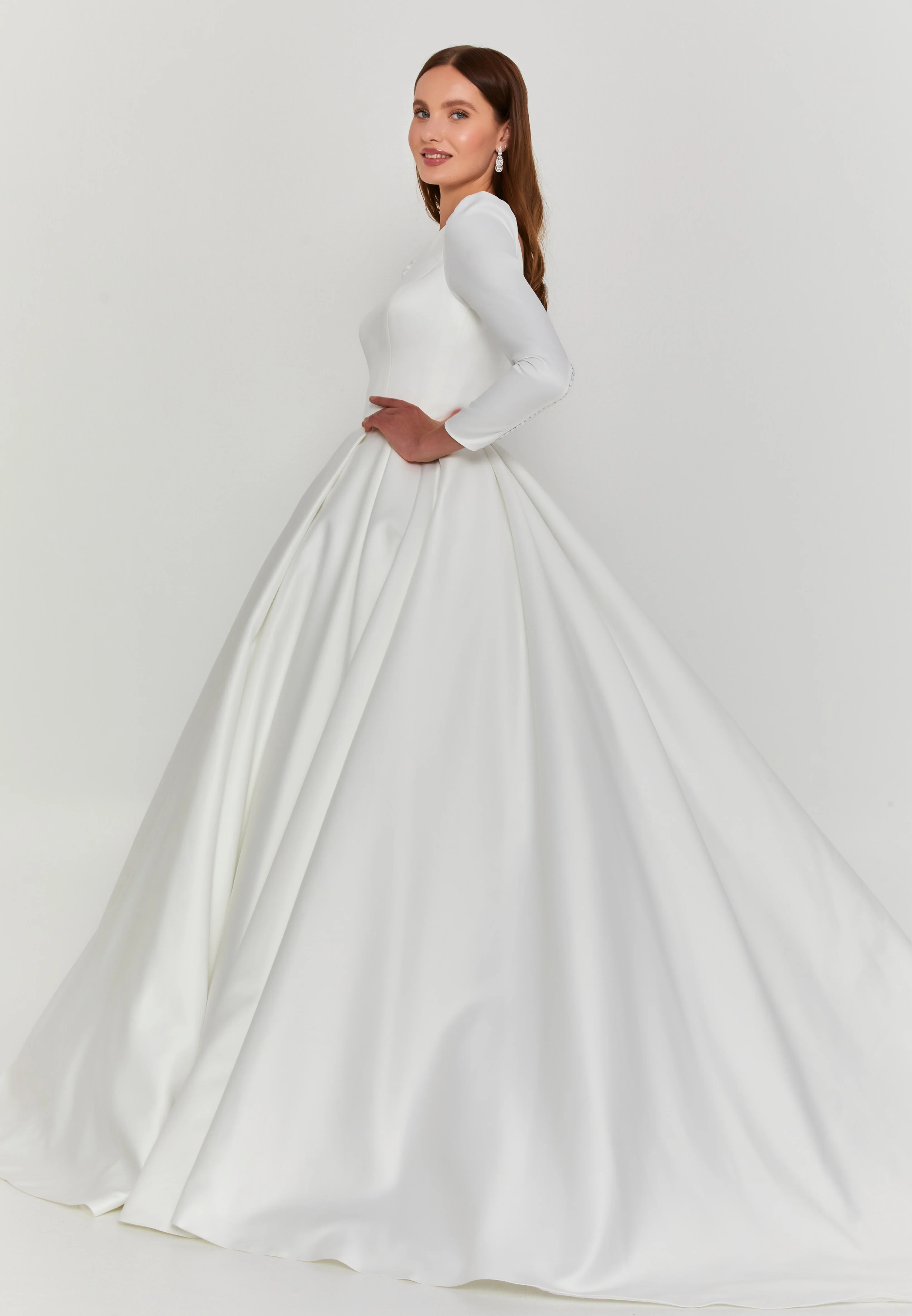 Long Sleeve Maxi Polyester Regular Wedding Dress sscsk003 - Image 5