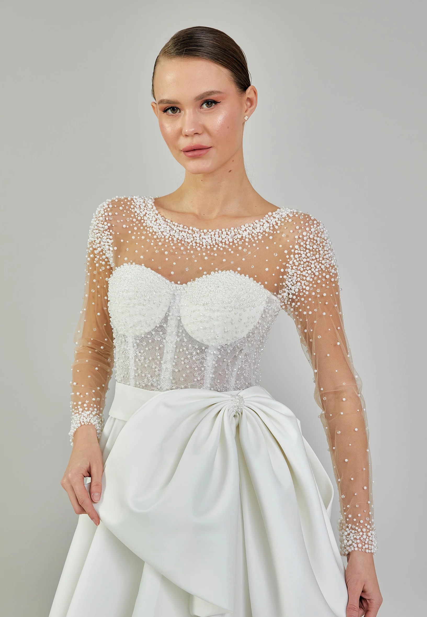 Long Sleeve Maxi Polyester Regular Wedding Dress vkr2016 - Image 3