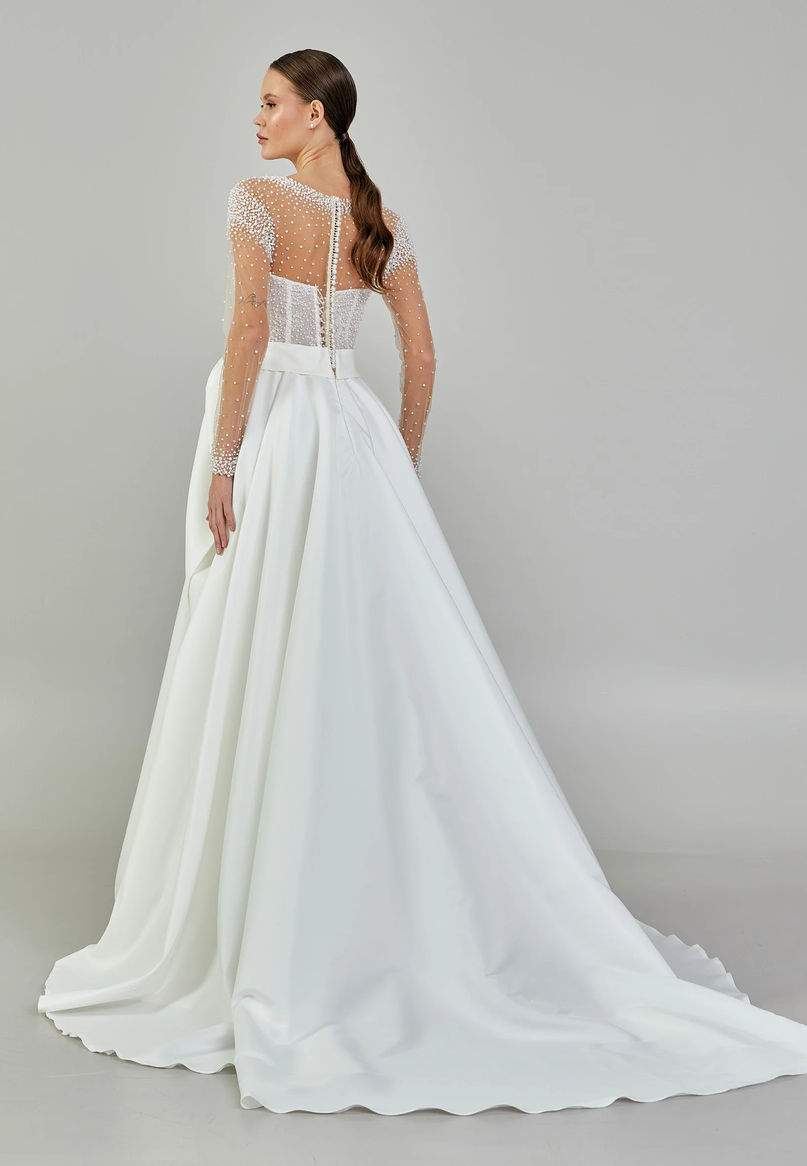Long Sleeve Maxi Polyester Regular Wedding Dress vkr2016 - Image 5