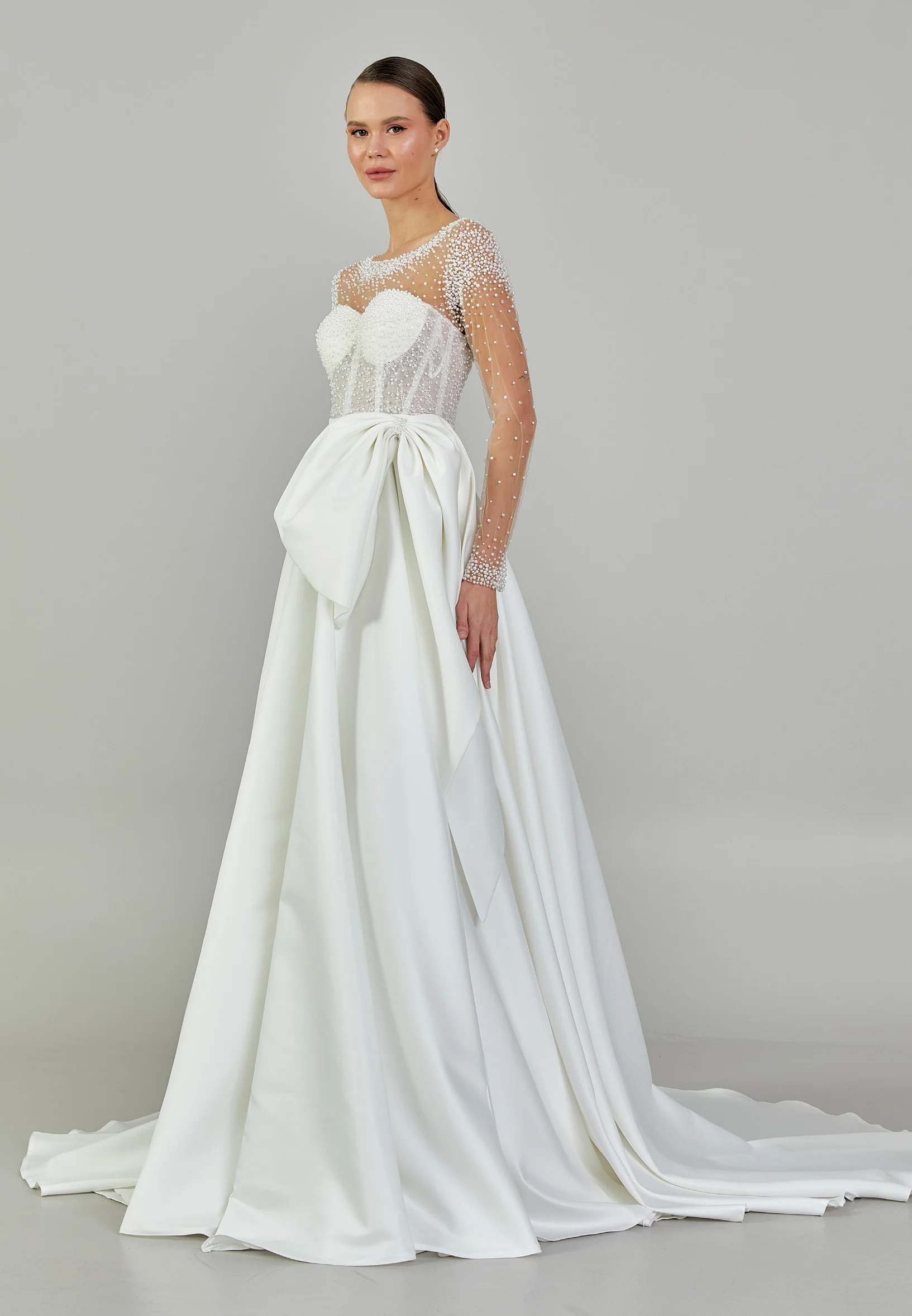 Long Sleeve Maxi Polyester Regular Wedding Dress vkr2016 - Image 6