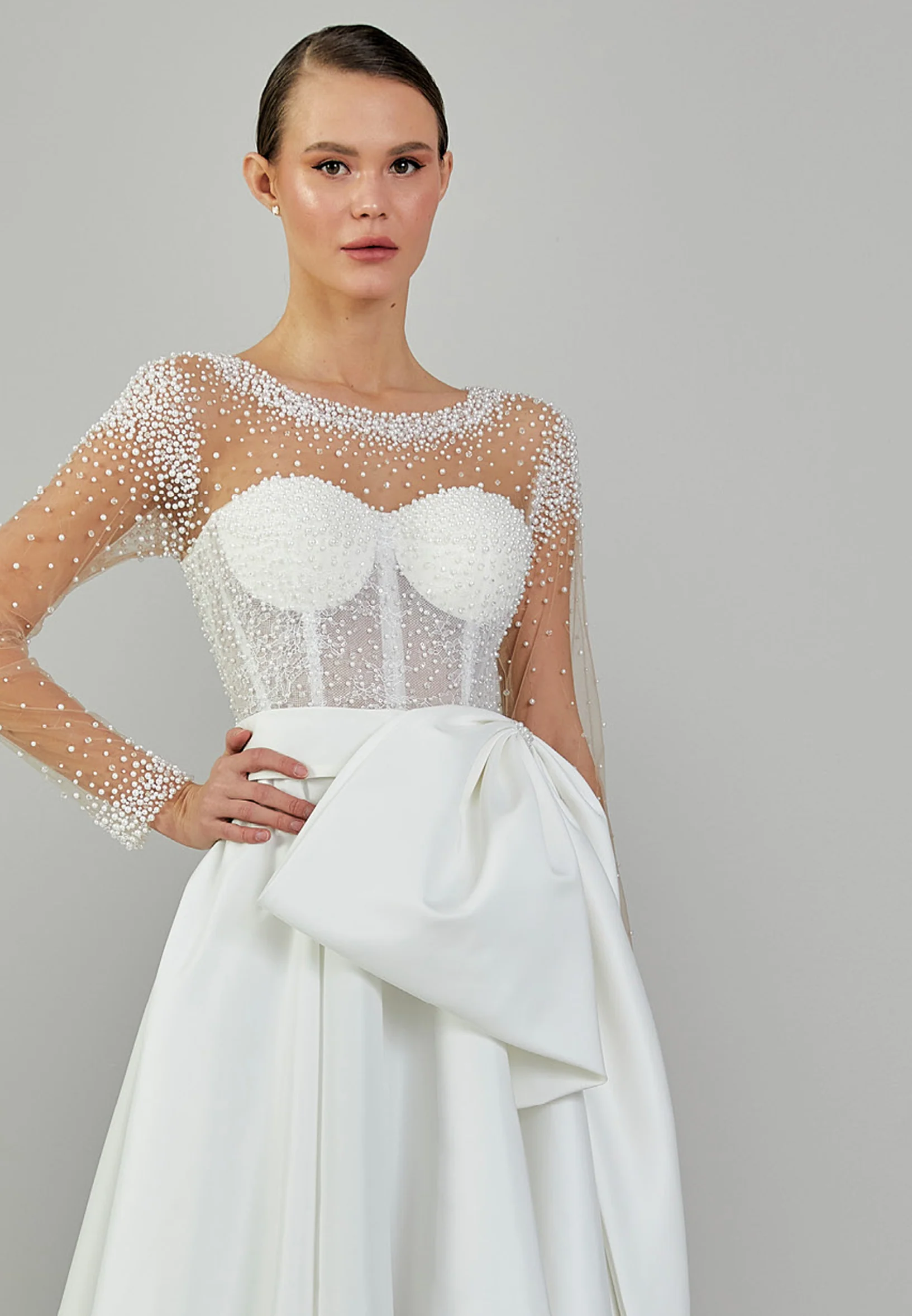 Long Sleeve Maxi Polyester Regular Wedding Dress vkr2016 - Image 7