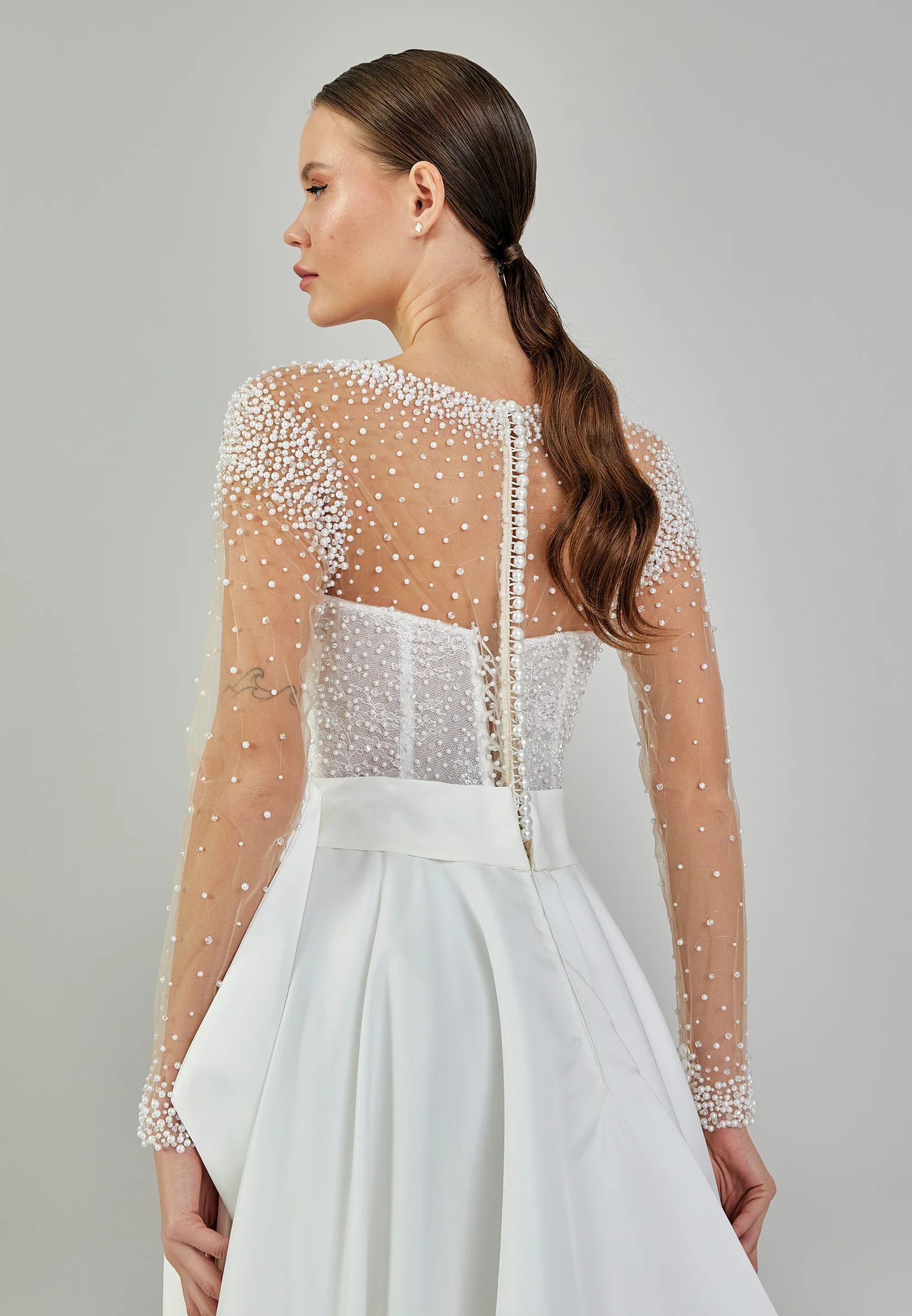 Long Sleeve Maxi Polyester Regular Wedding Dress vkr2016 - Image 8