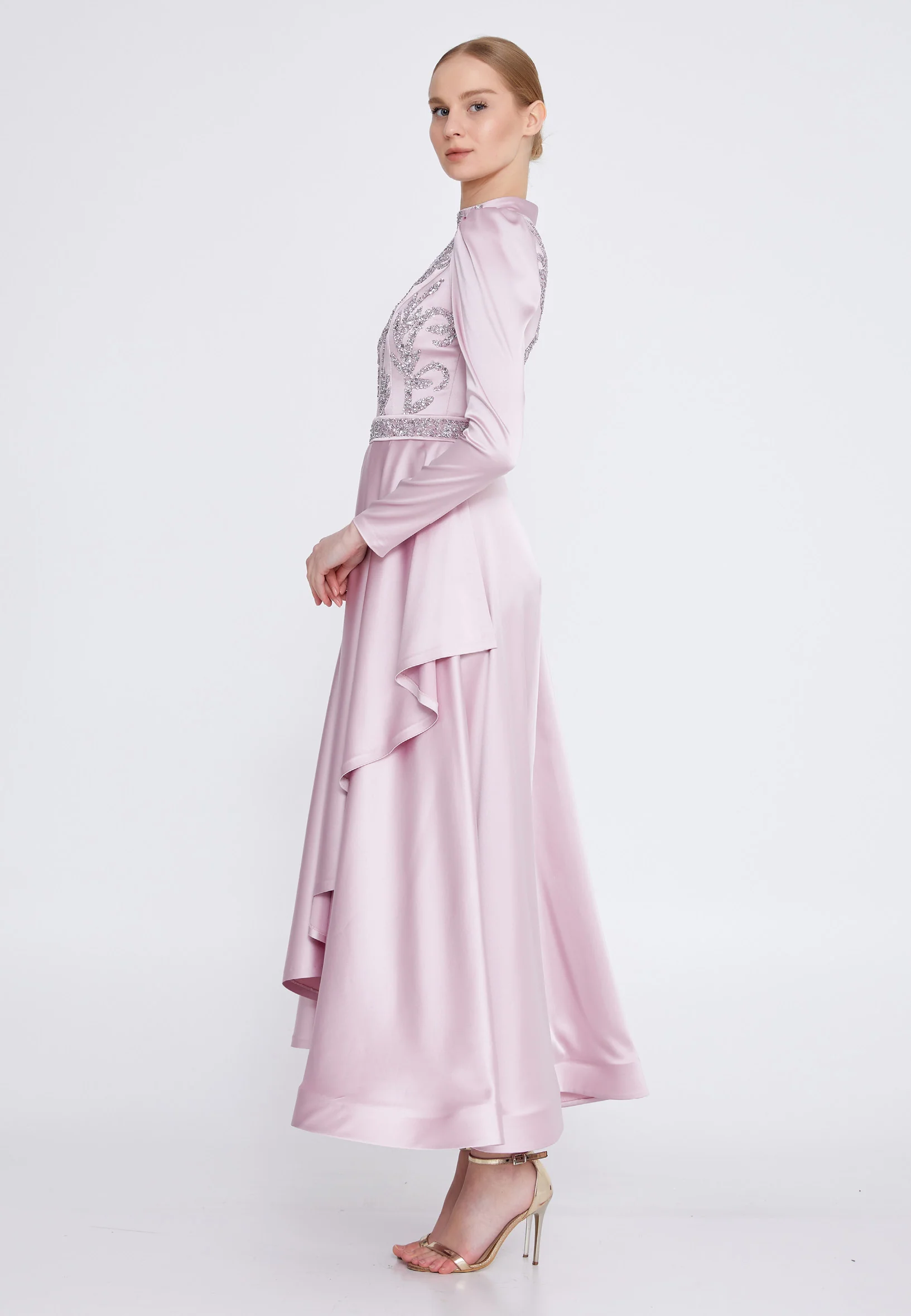Long Sleeve Maxi Satin A - Line Regular Prom Dress gzk7005 - Image 11