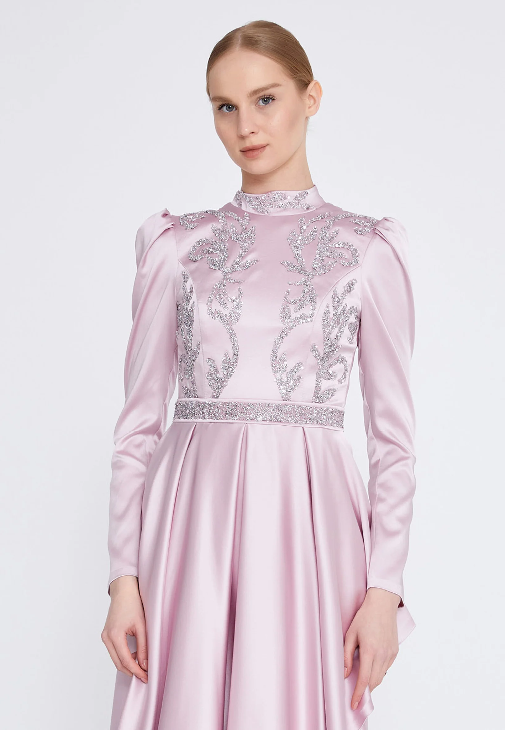 Long Sleeve Maxi Satin A - Line Regular Prom Dress gzk7005 - Image 12