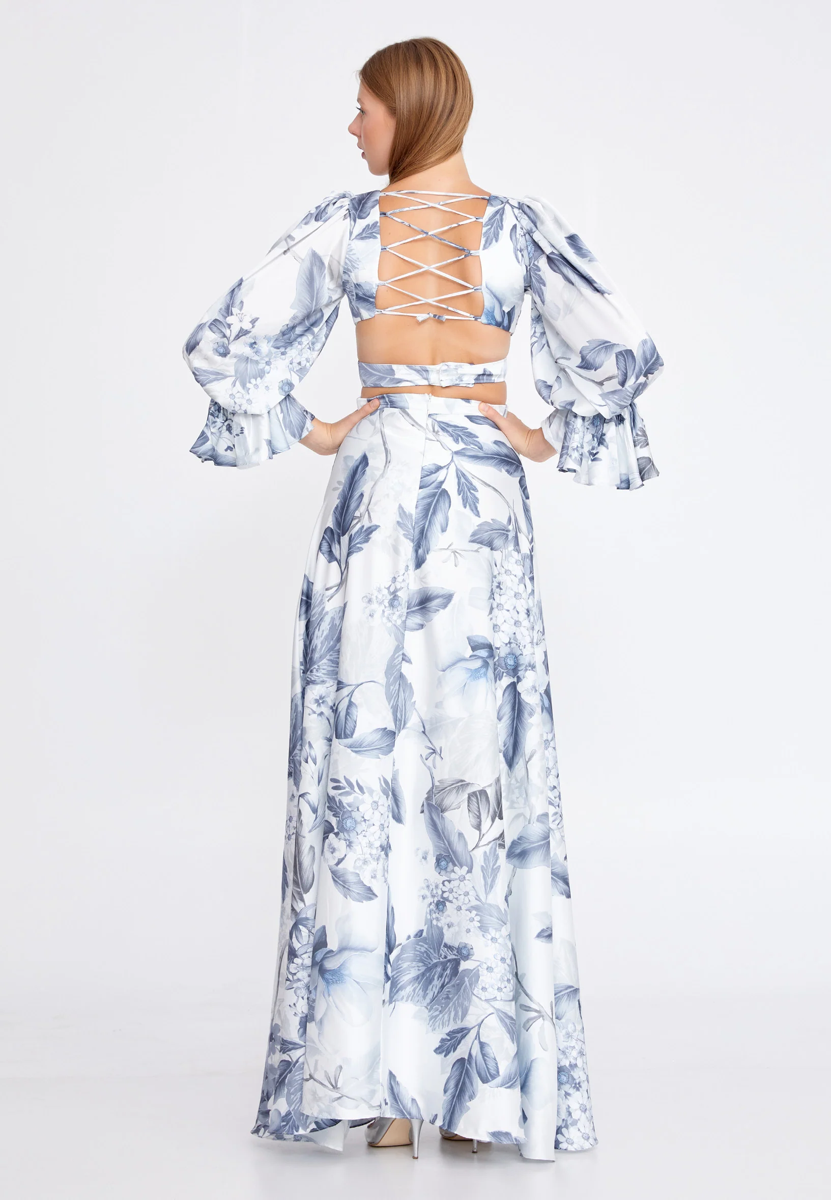 Long Sleeve Maxi Satin Column Regular Wedding Guest Dress ses2629 - Image 2
