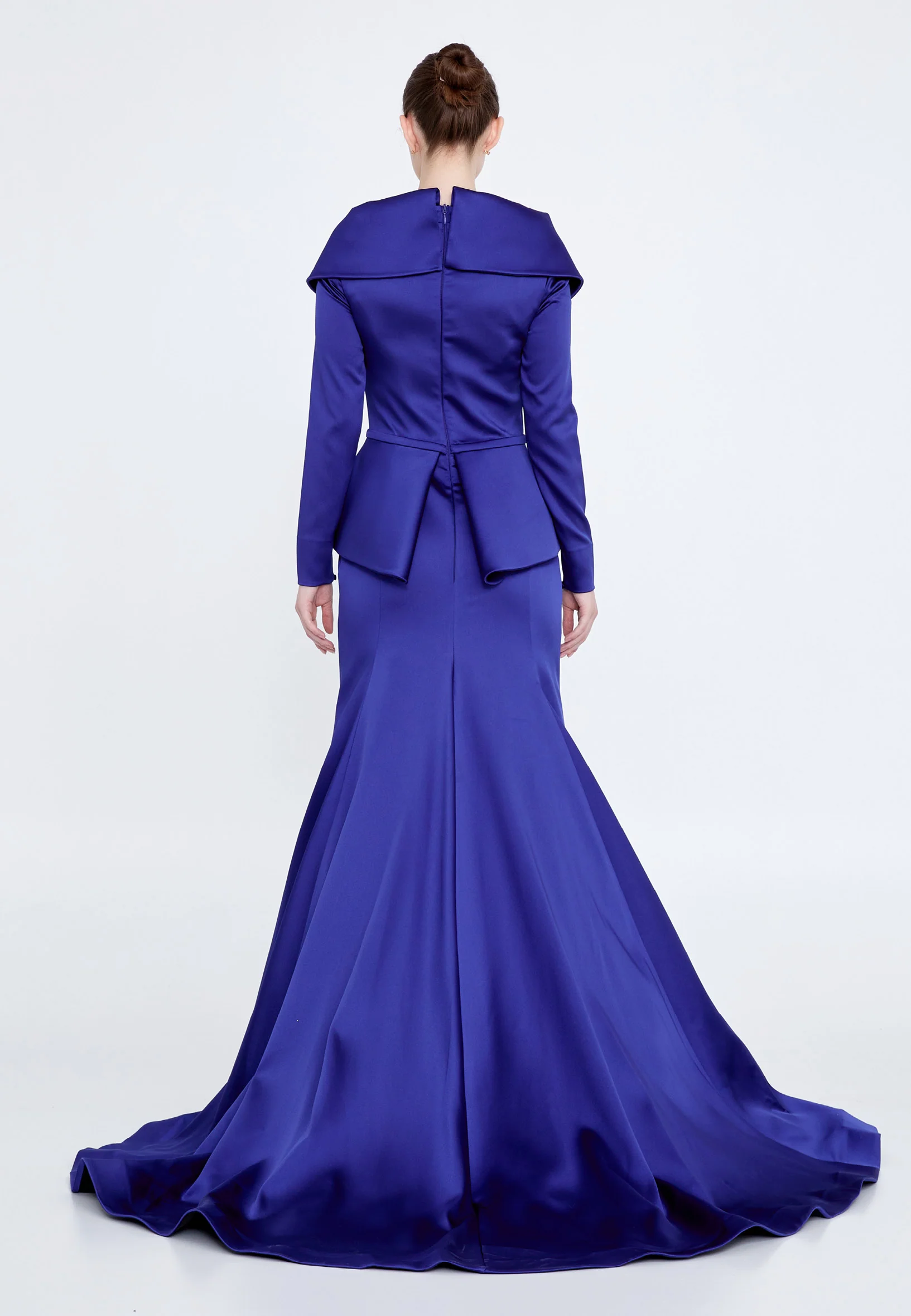 Long Sleeve Maxi Satin Mermaid Regular Evening Dress knz3115 - Image 22
