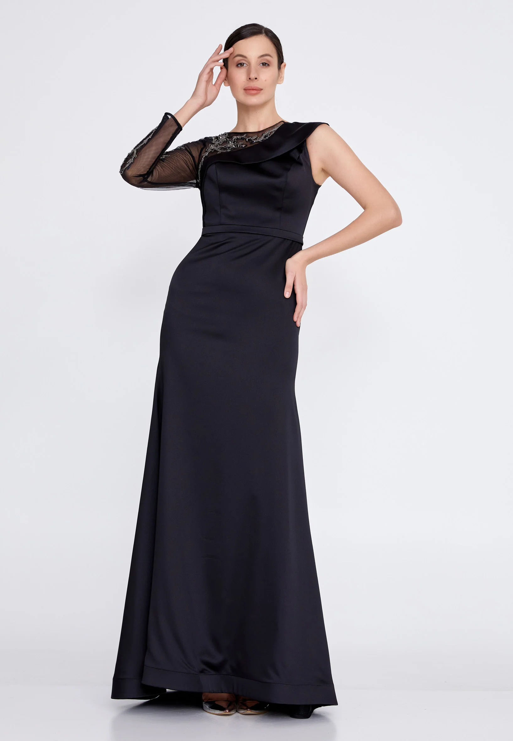 Long Sleeve Maxi Satin Mermaid Regular Wedding Guest Dress bql2342