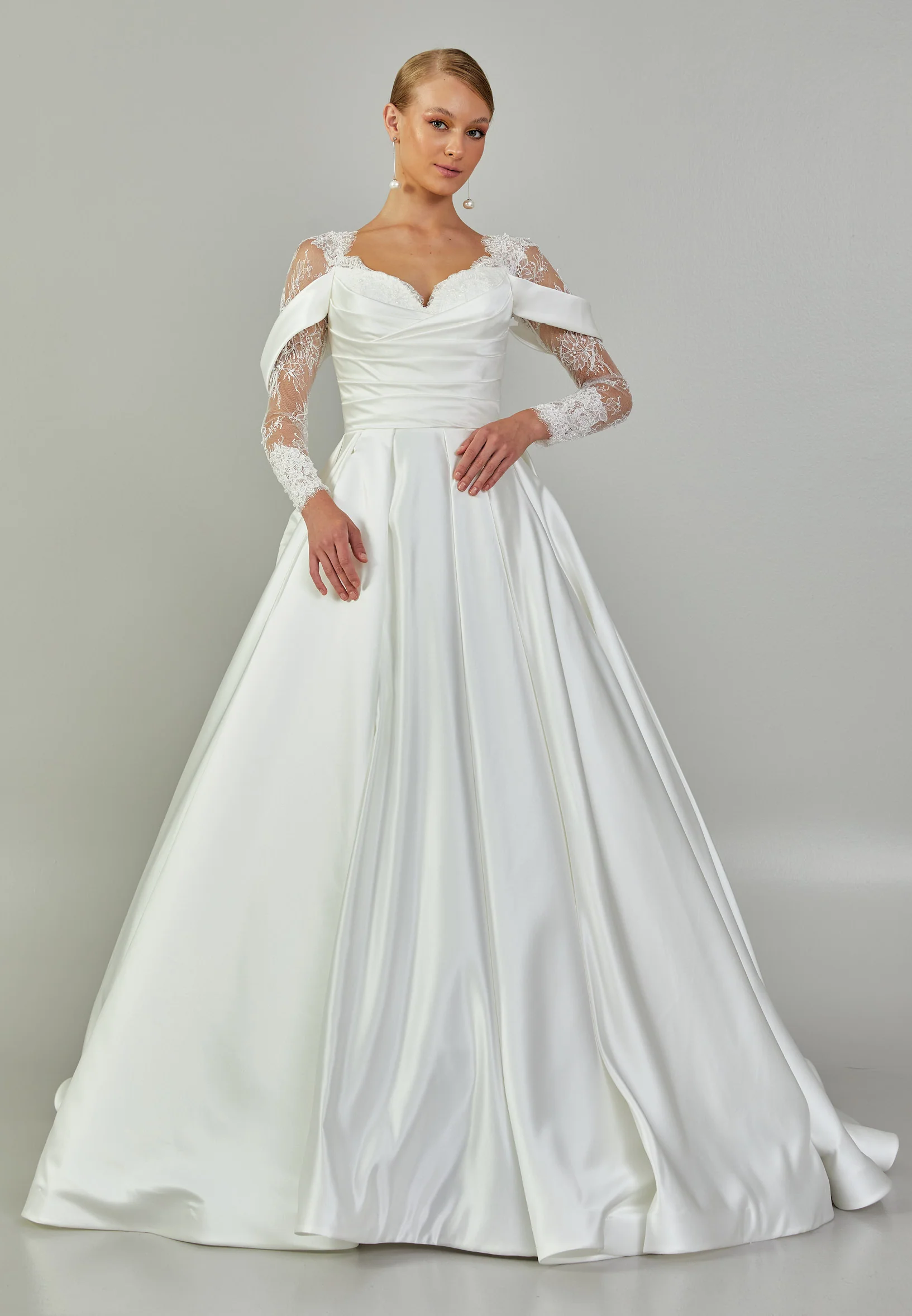Long Sleeve Maxi Satin Regular Wedding Dress abb2408060