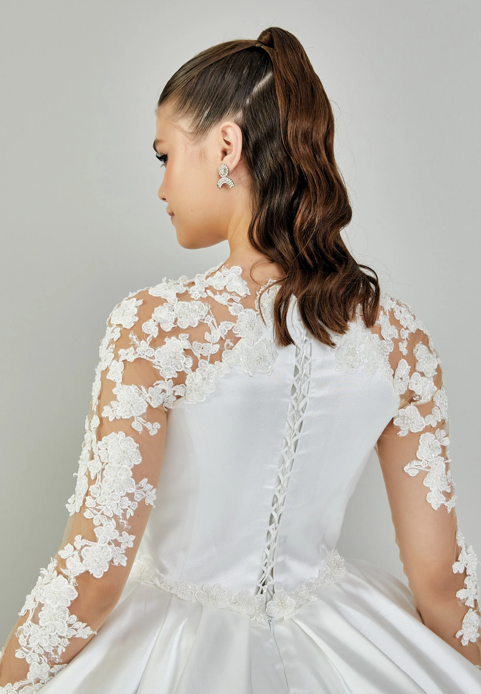 Long Sleeve Maxi Satin Regular Wedding Dress blv350128 - Image 8